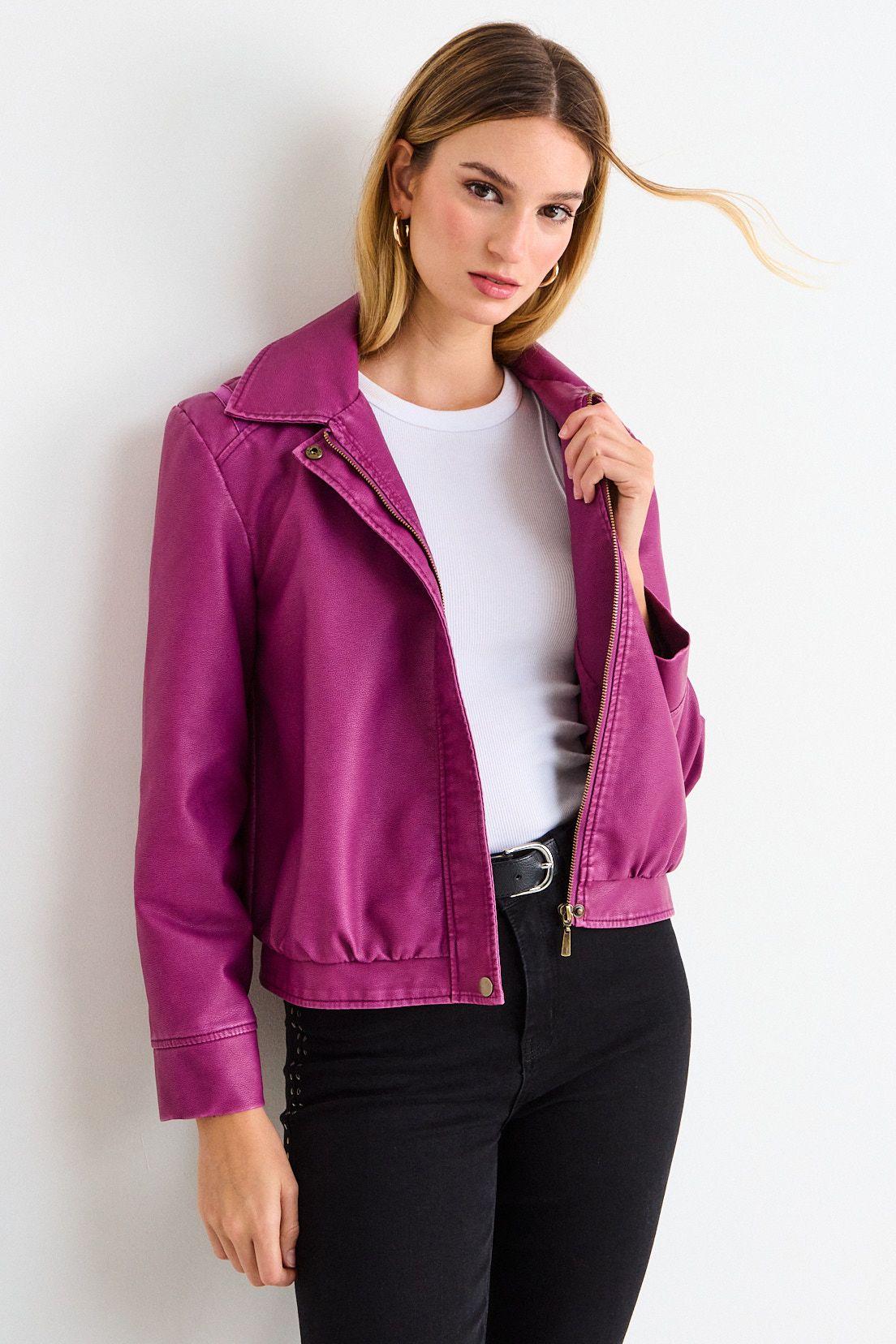 Chaqueta De Pu De Estilo Bomber Morado Ash 17507226002121-0