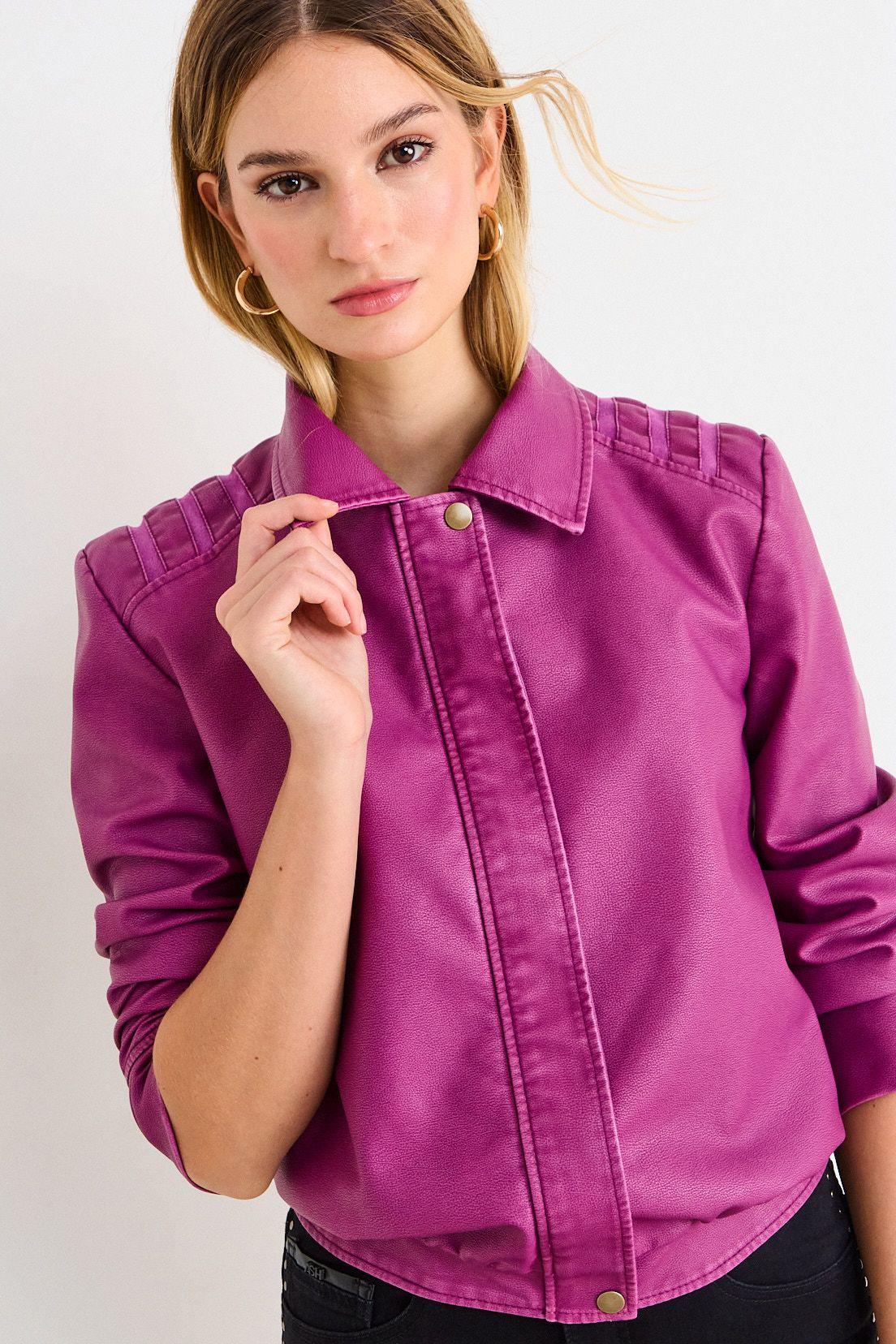 Chaqueta De Pu De Estilo Bomber Morado Ash 17507226002121-1