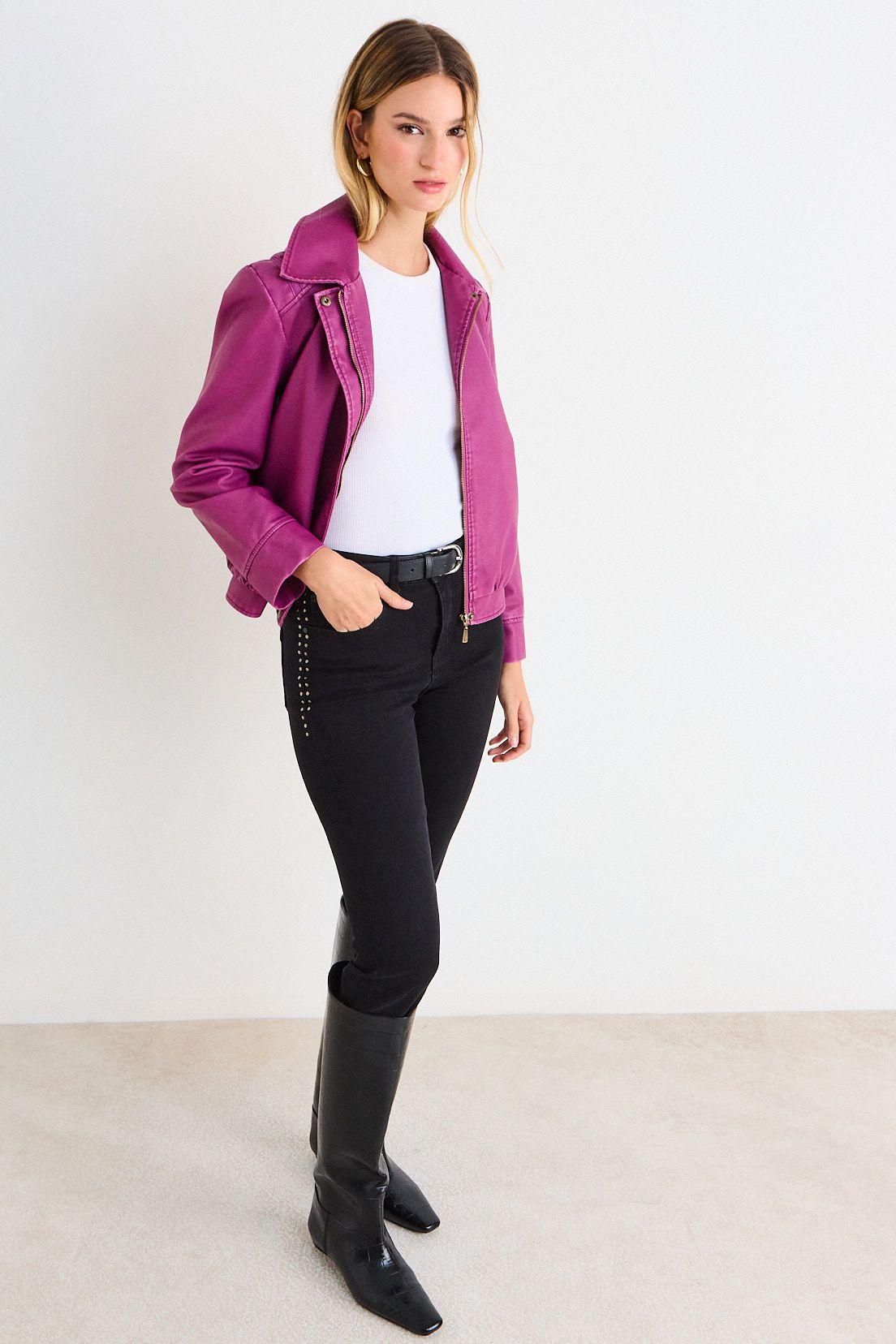 Chaqueta De Pu De Estilo Bomber Morado Ash 17507226002121-3