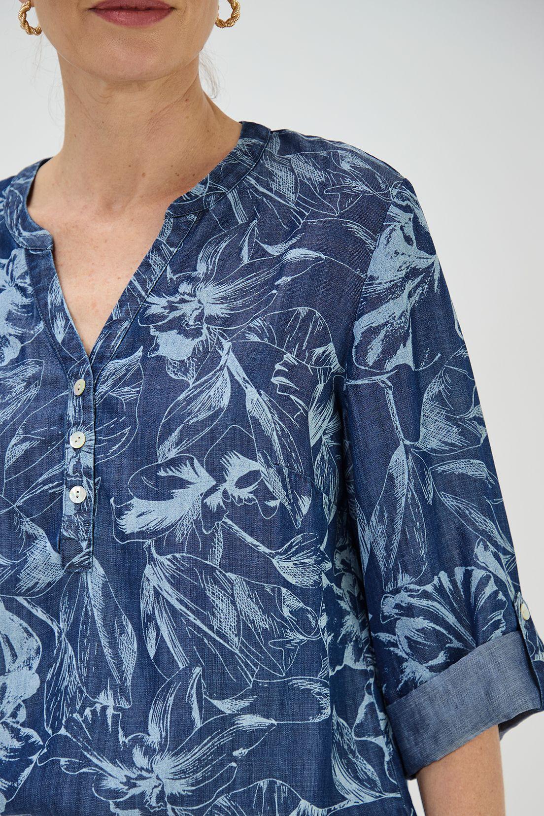 Blusa Lyocell Estampada Azul Ma Griffe 14102125051104-1