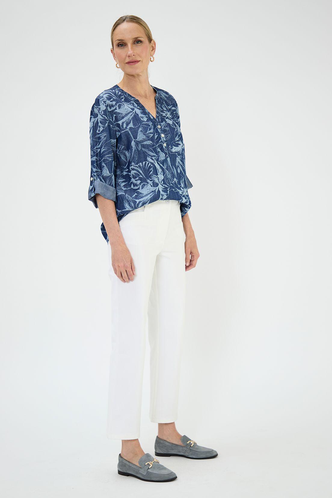 Blusa Lyocell Estampada Azul Ma Griffe 14102125051104-2