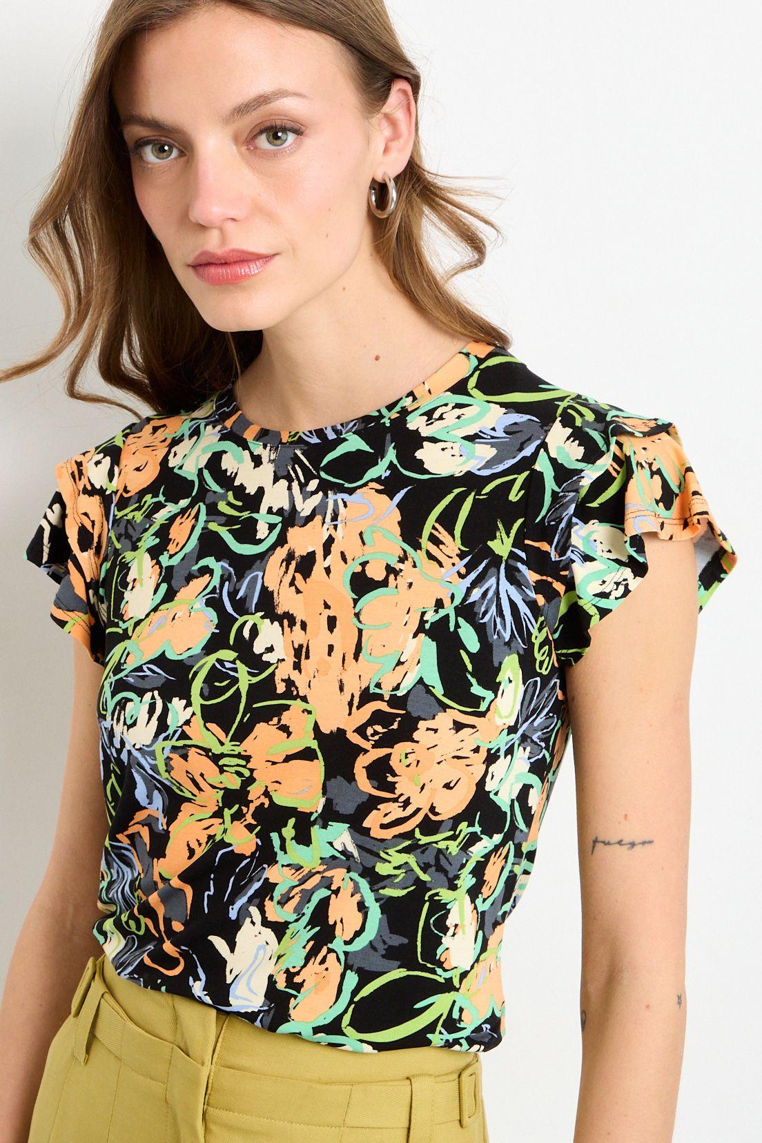 Polera Manga Corta Estampada Negra iO 14320225053133-1