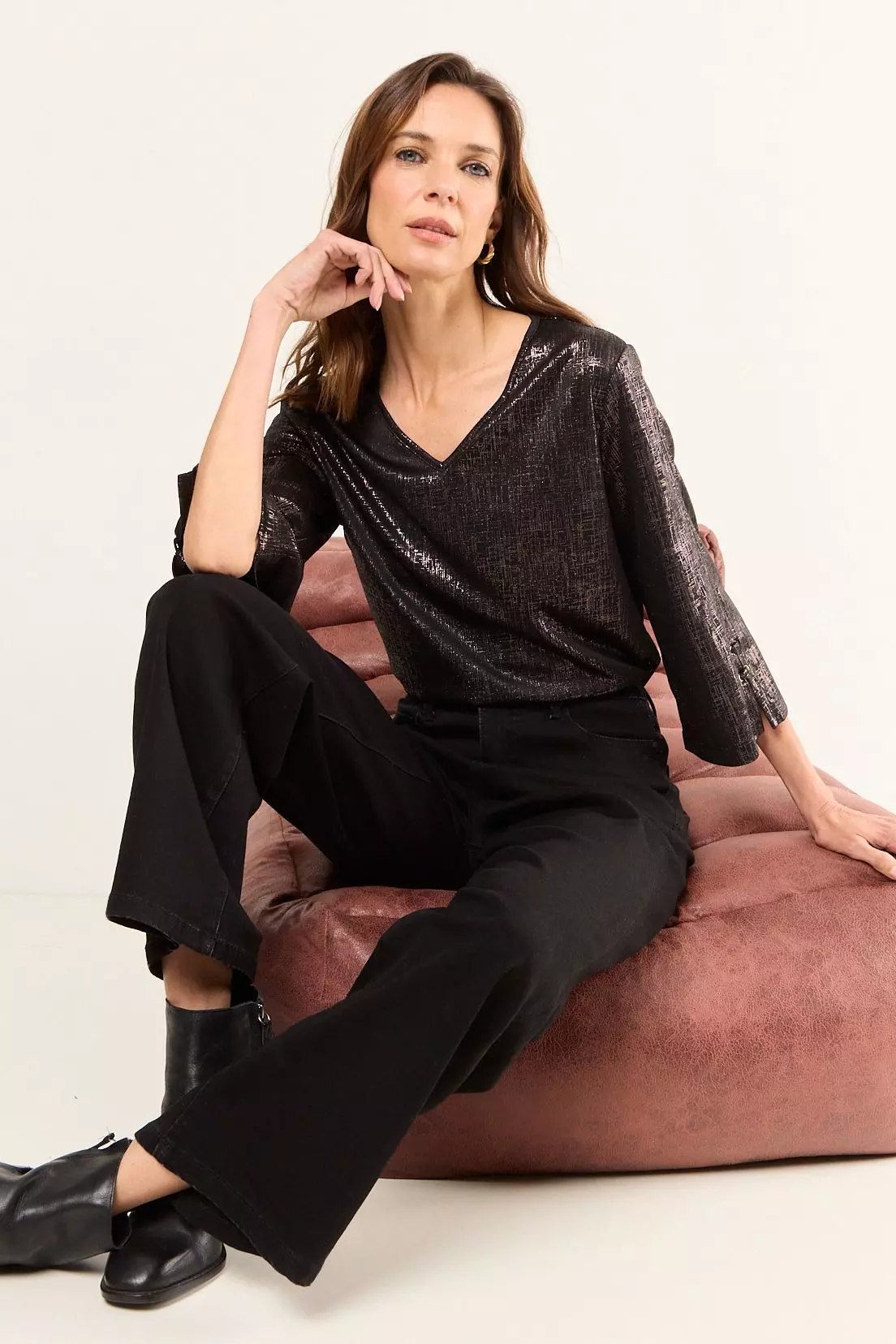 Polera Escote En V Negro Ma Griffe 14202126006102-4