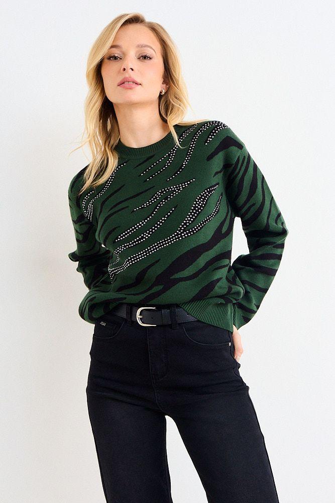 Sweater Jacquard Verde Oliva Ash 18707126004107-0
