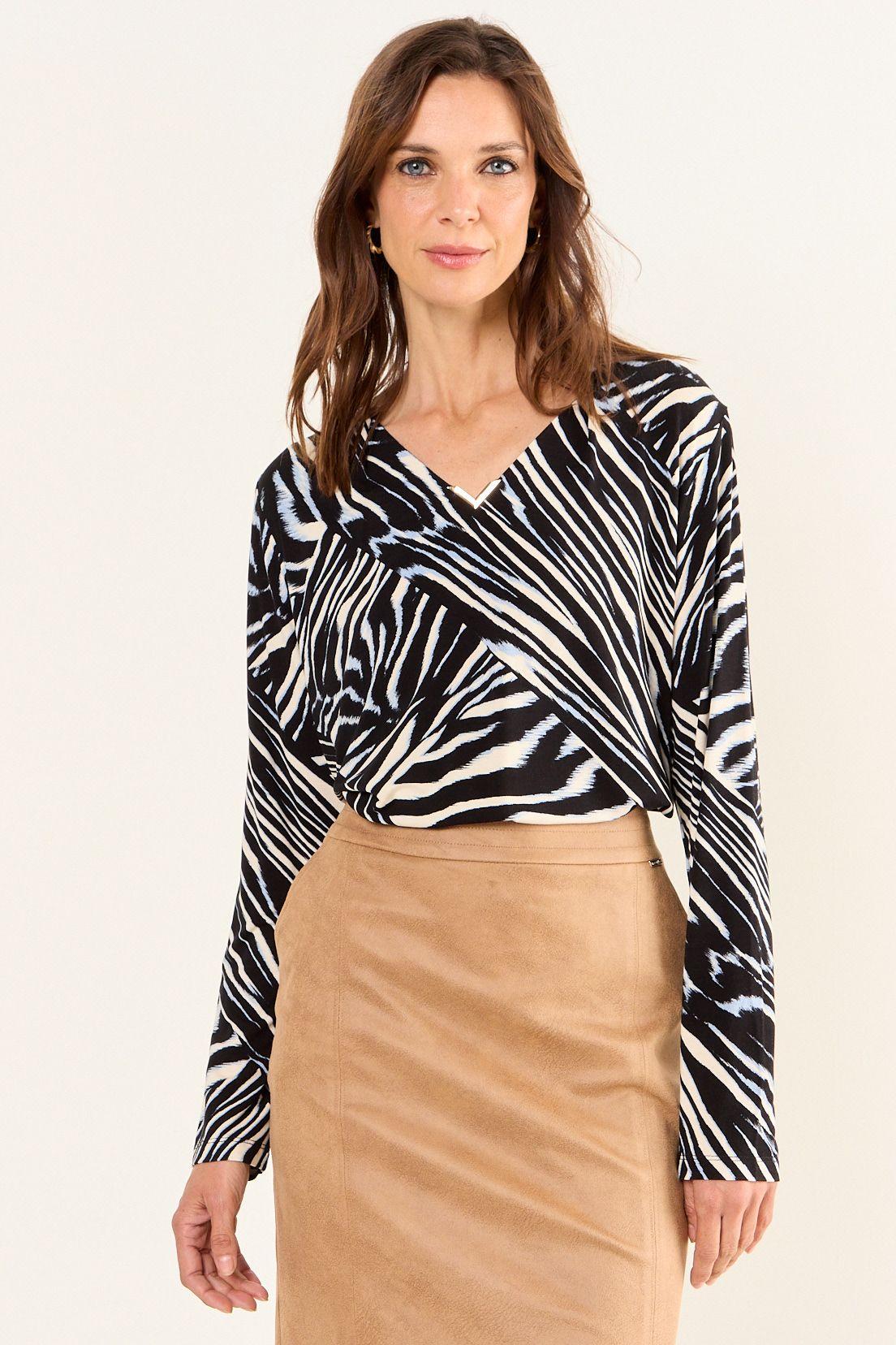 Polera Fantasia Escote En V Crudo Ma Griffe 14302126003105-1