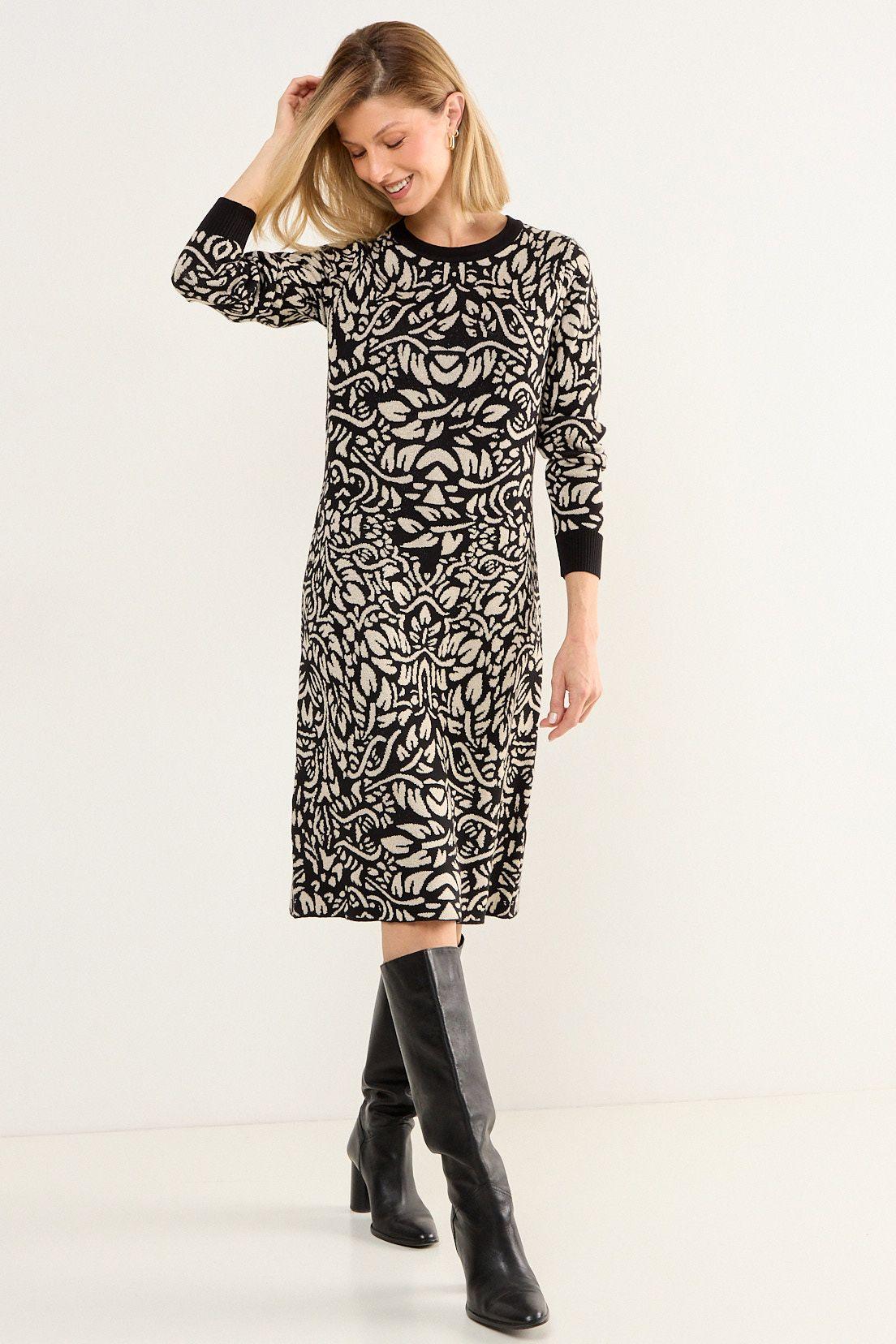 Vestido Tejido De Fantasia Negro Ma Griffe 13102126002102-0