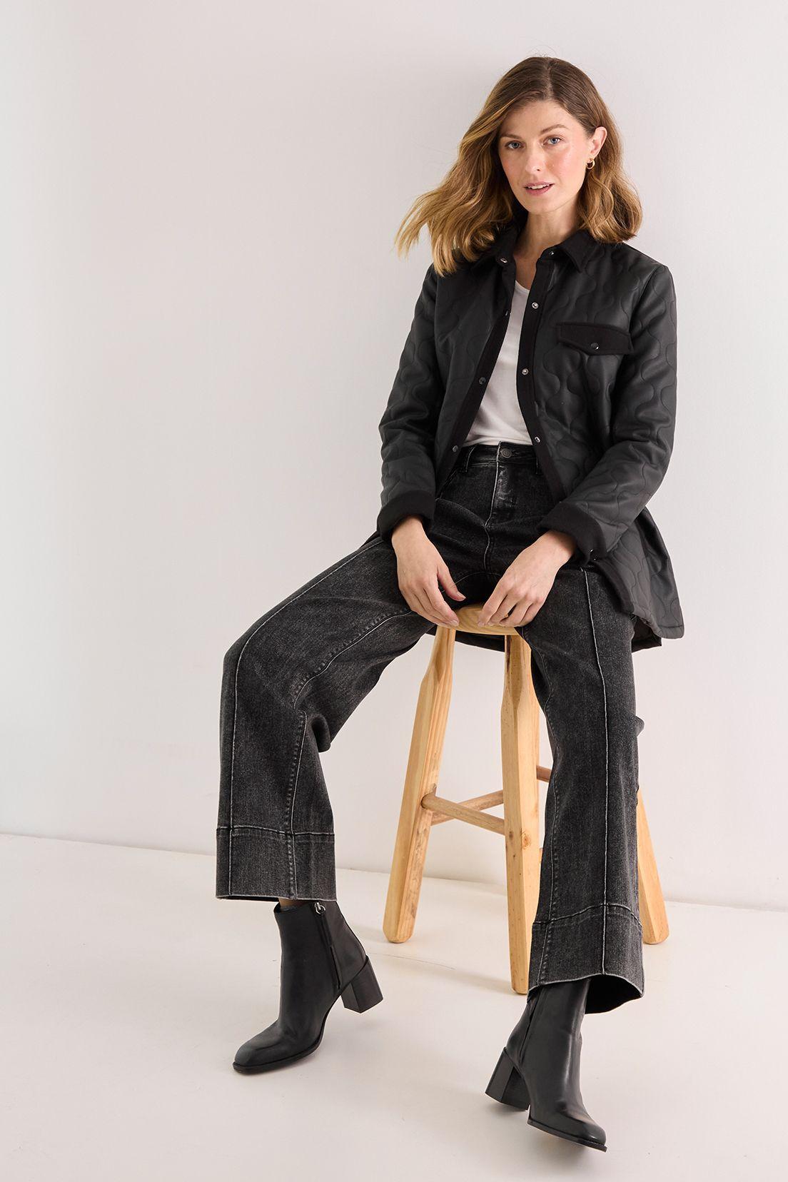Parka De Ecocuero Y Muflon Negro 17602125004102-4