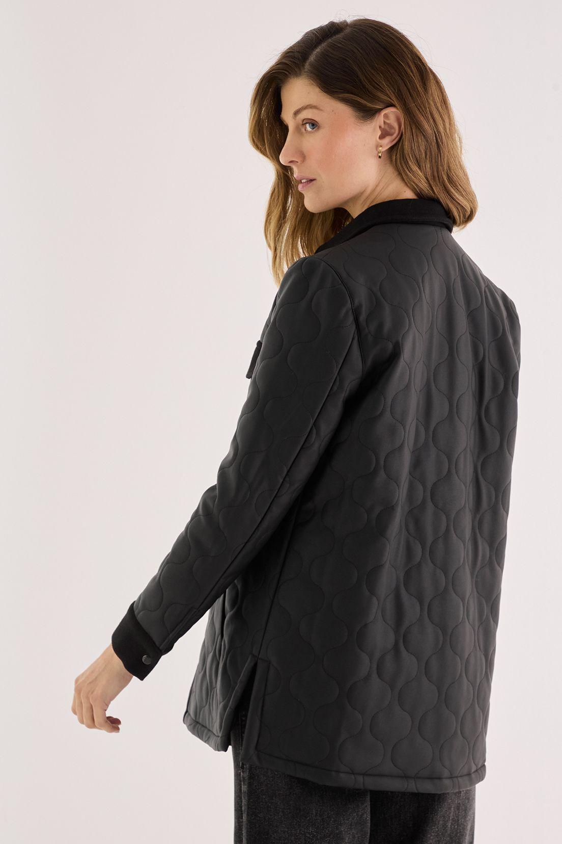 Parka De Ecocuero Y Muflon Negro 17602125004102-2