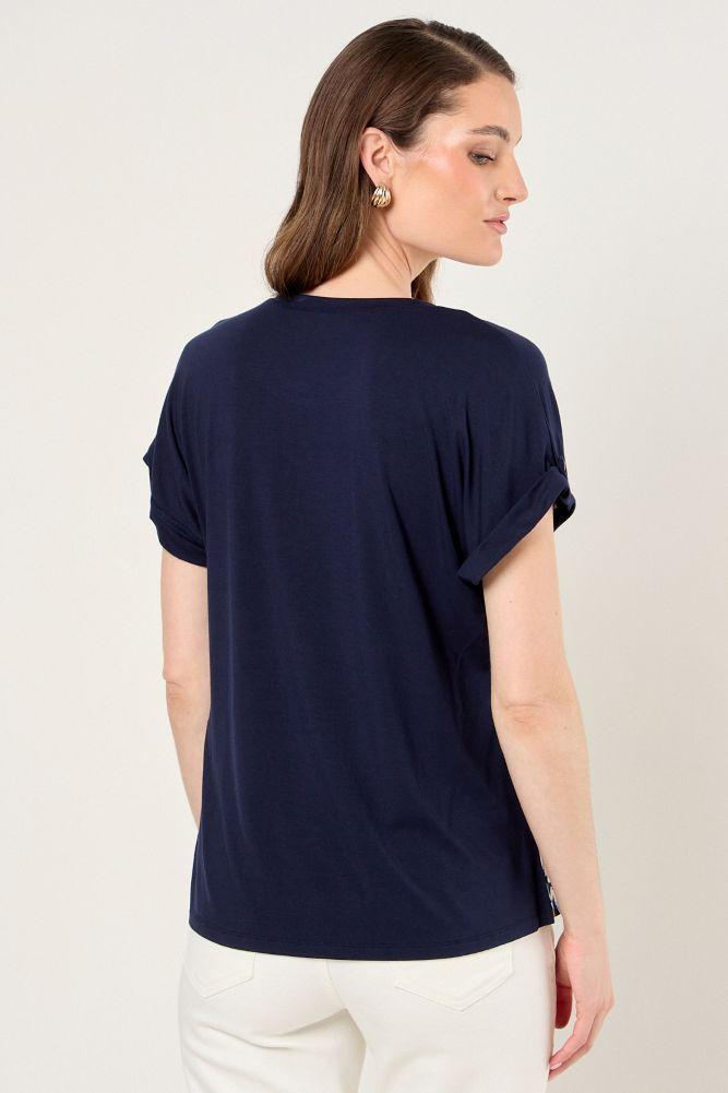 Polera Doble Tela Estampada Azul Ma Griffe 14602225001104-2