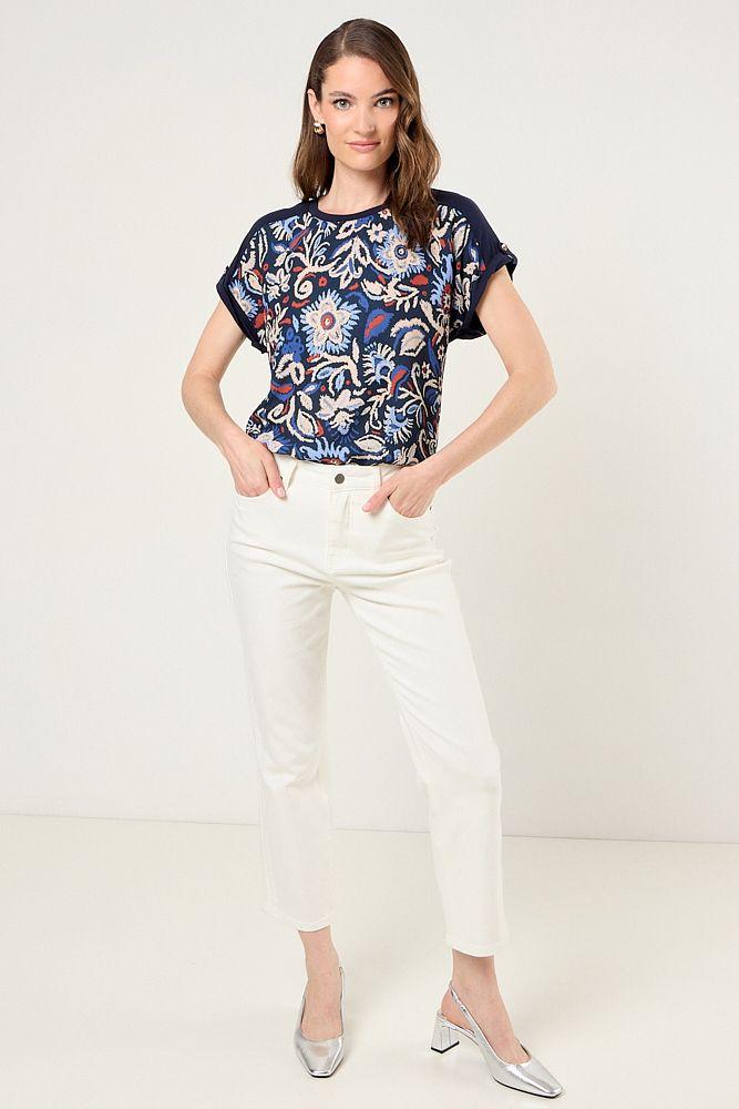 Polera Doble Tela Estampada Azul Ma Griffe 14602225001104-3