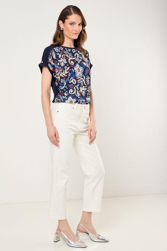 Polera Doble Tela Estampada Azul Ma Griffe 14602225001104-4