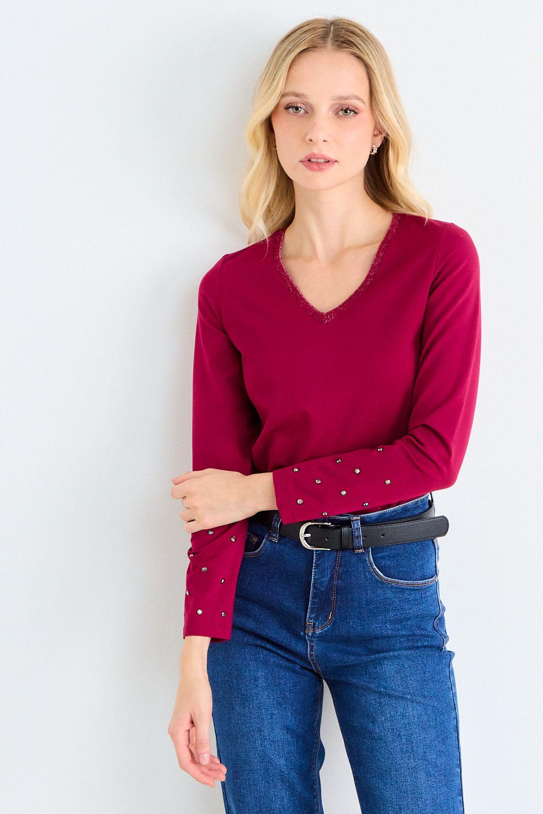 Polera Lisa Manga Larga Burdeo Ash 14207126006121-0