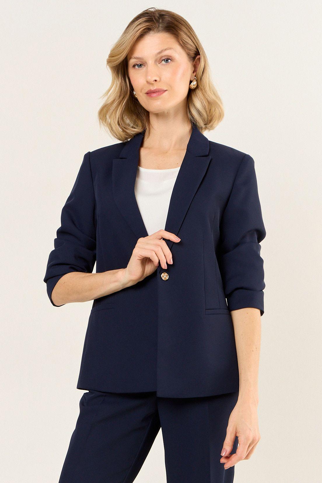Blazer Abotonado Con Solapa Azul Ma Griffe 16002126001104-0