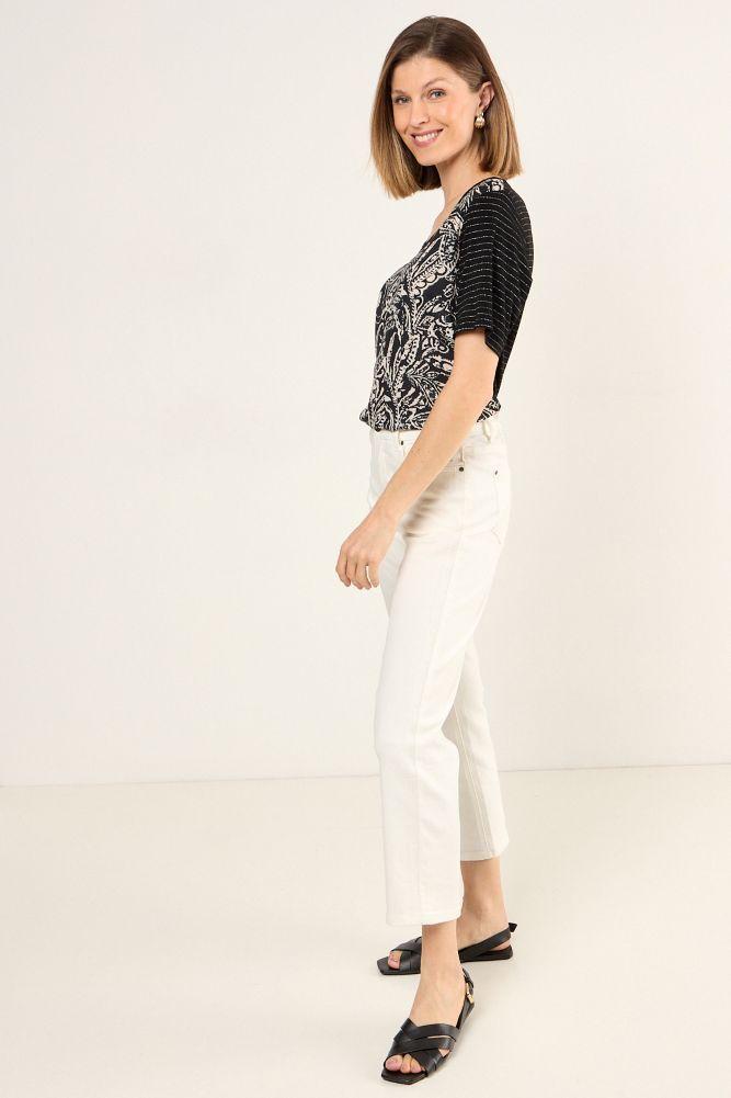 Polera Doble Tela Estampada Negro Ma Griffe 14602225003102-4