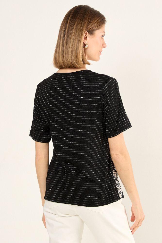 Polera Doble Tela Estampada Negro Ma Griffe 14602225003102-1