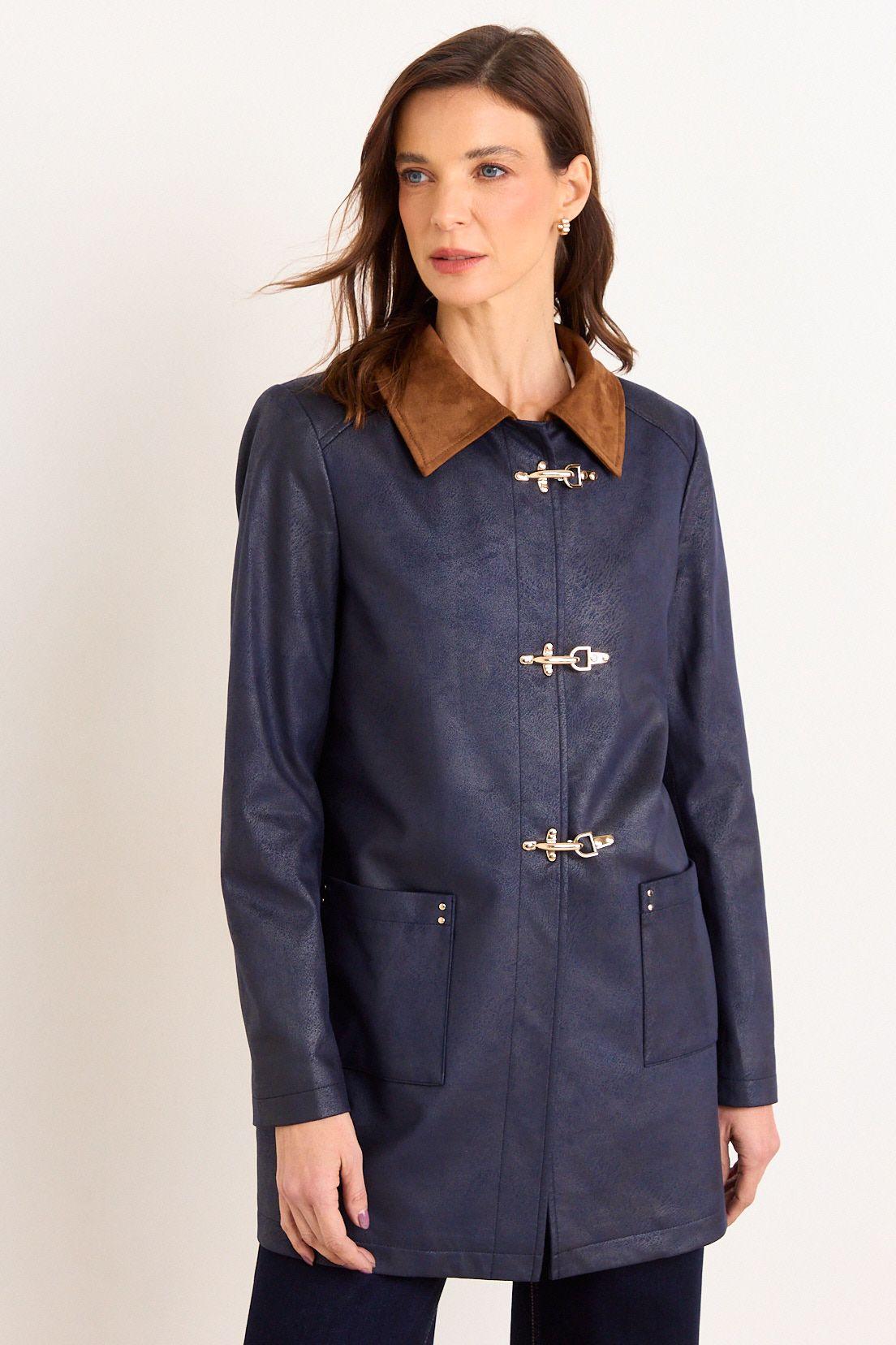 Trench Cuello Contratono Azul Ma Griffe 17402226050104-0
