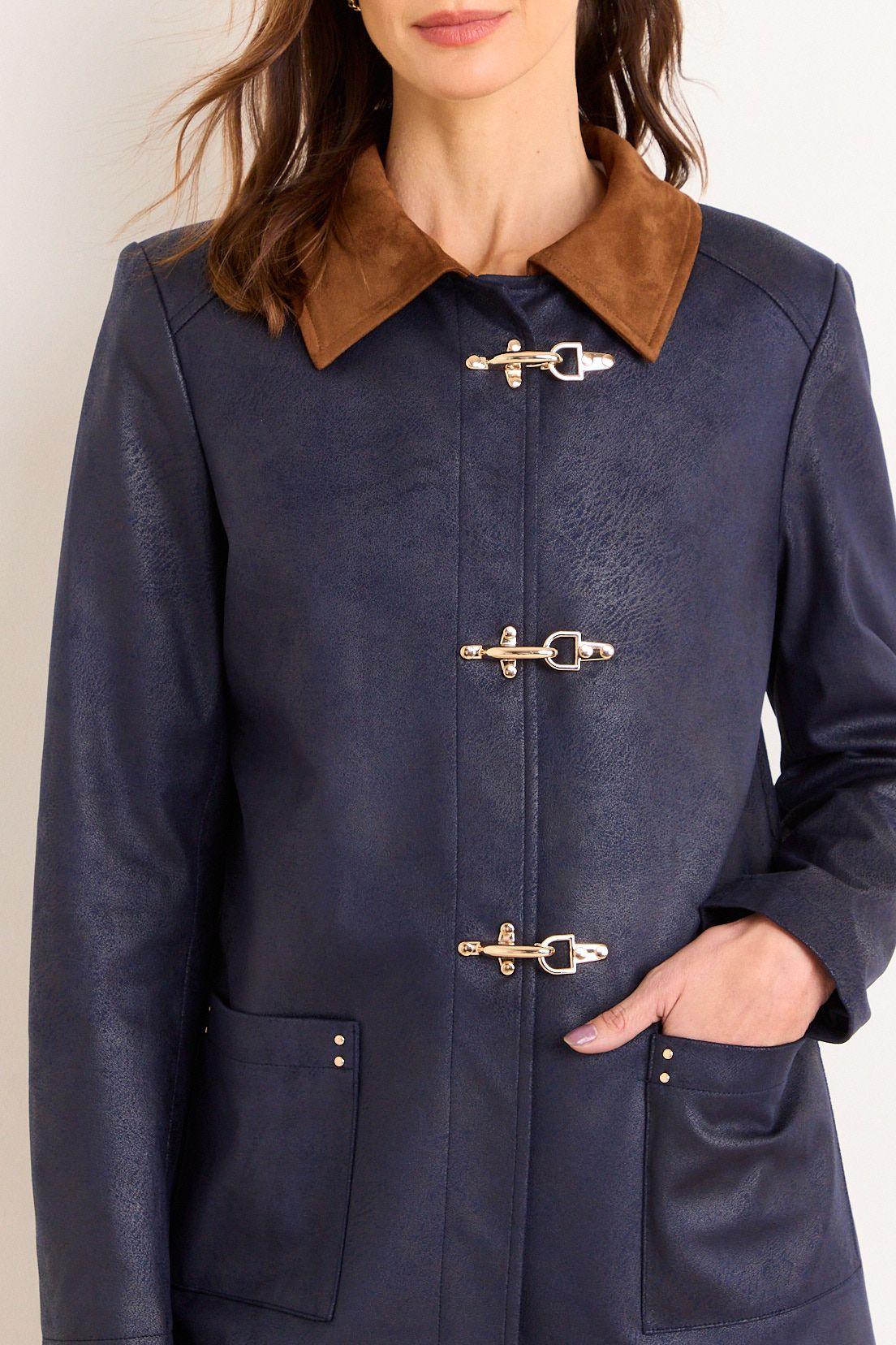 Trench Cuello Contratono Azul Ma Griffe 17402226050104-1