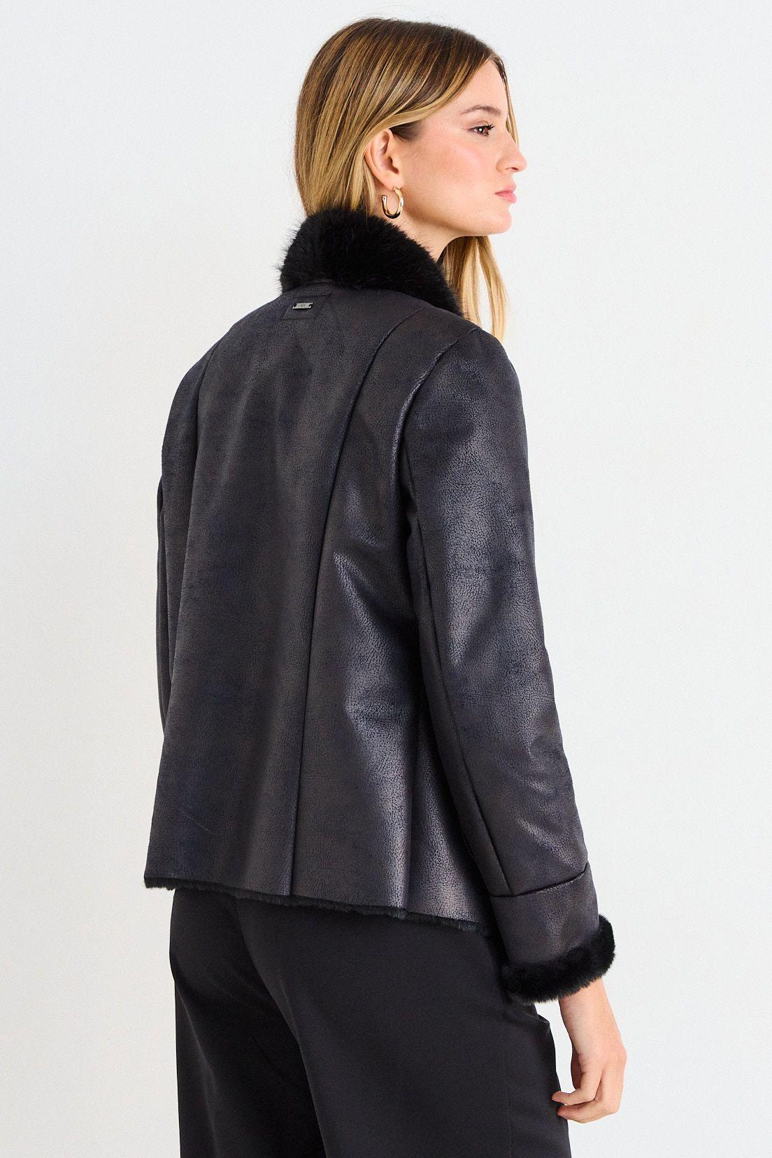 Chaqueta De Pu Con Textura Negro Ash 17507226001102-2