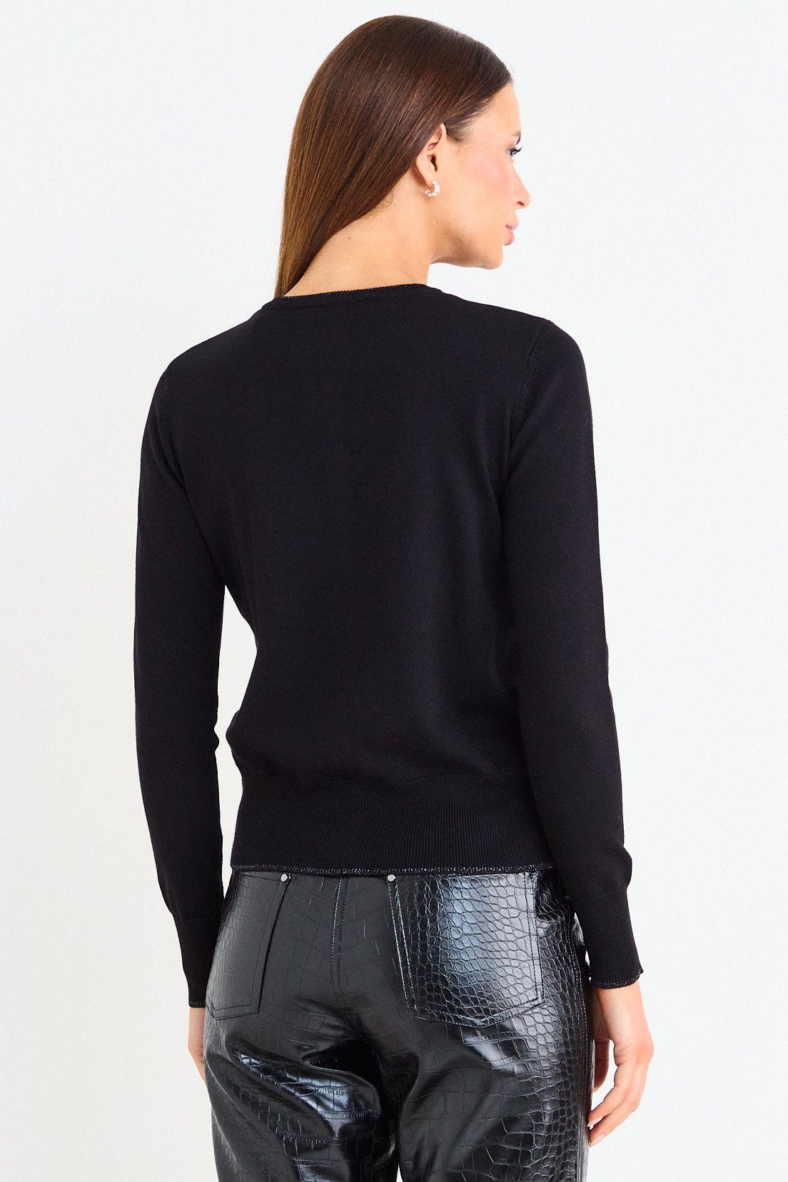 Cardigan Basico Con Borde Lurex Negro Ash 18007126010102-2