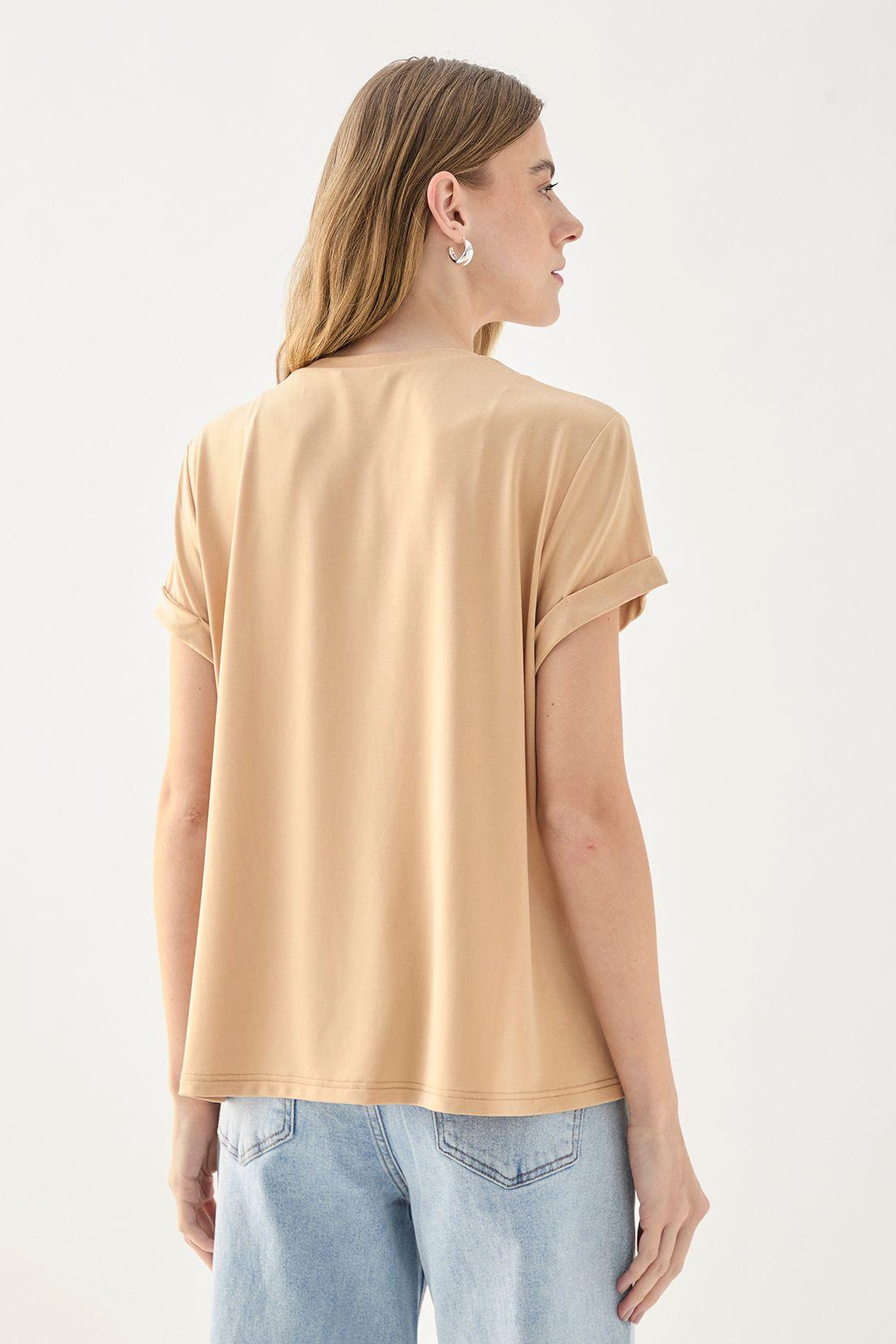 Polera Lisa Bordada Beige 13407125001106-1
