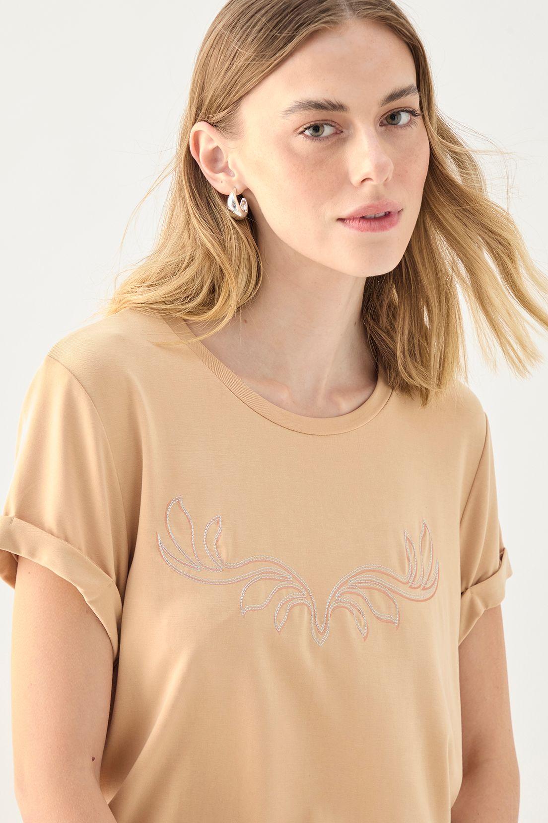Polera Lisa Bordada Beige 13407125001106-3