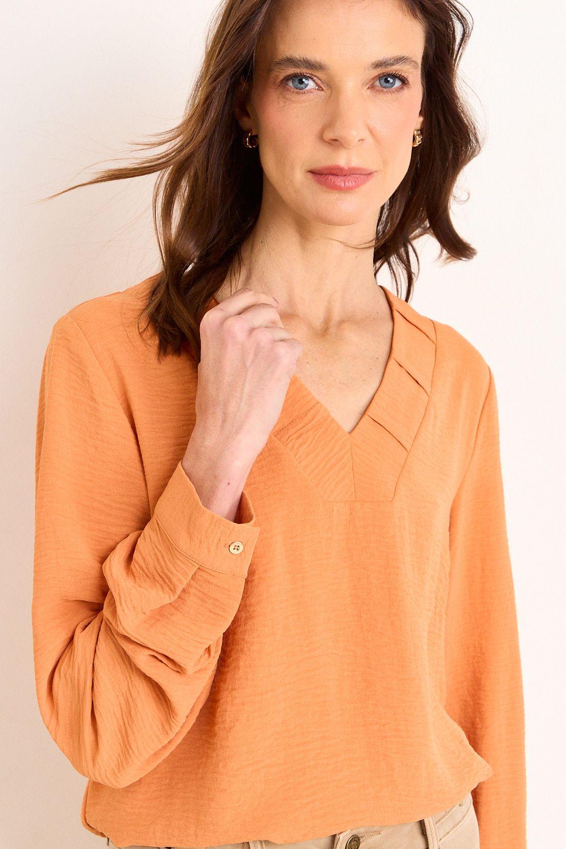 Blusa  Escote En V Naranjo Ma Griffe 14002226001114-0