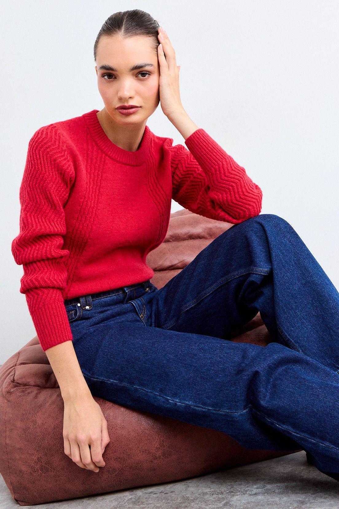 Sweater Cuello Redondo Rojo iO 18120126020103-3