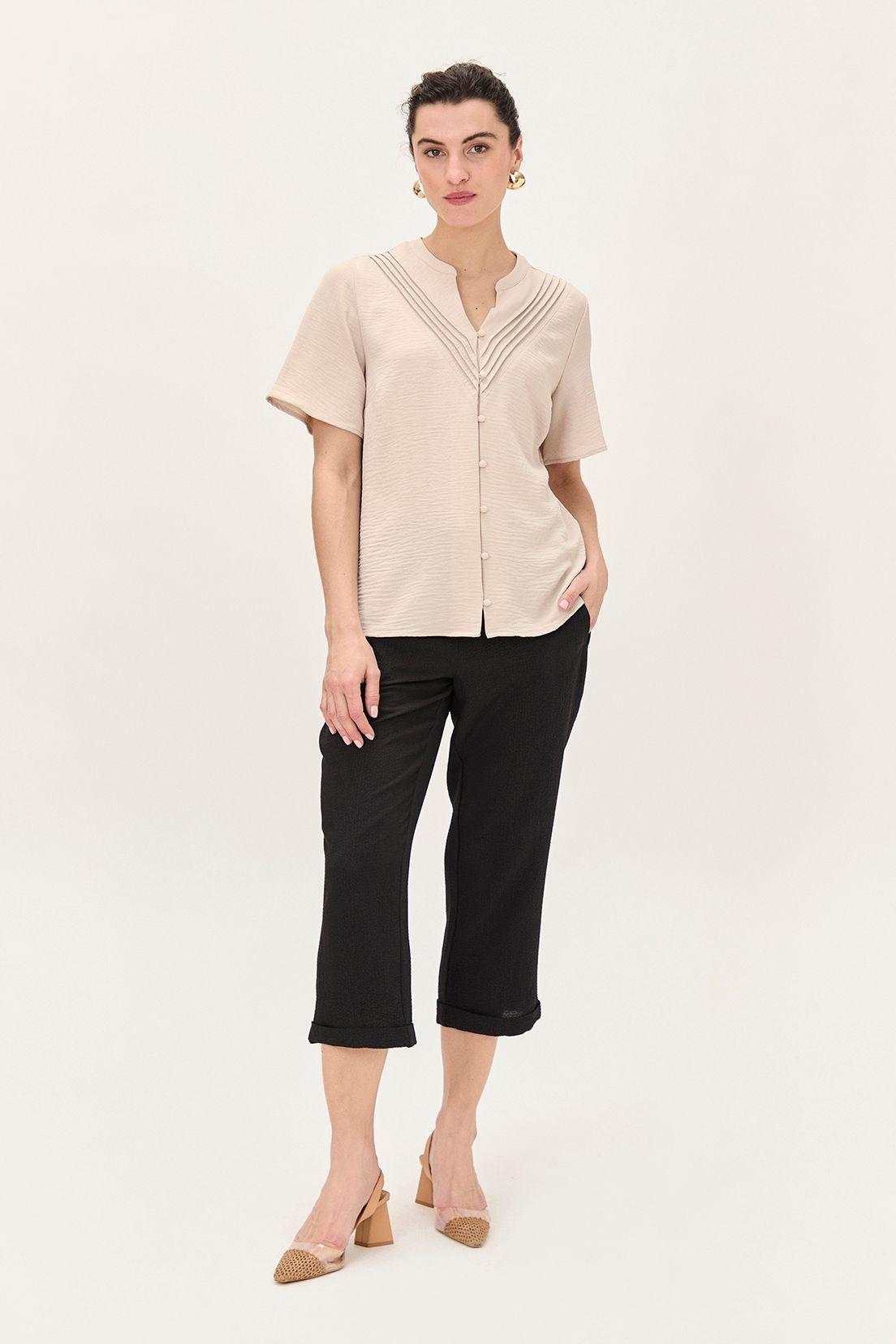 Blusa Cuello Mao Abotonada Beige Ma Griffe 14002224005106-4