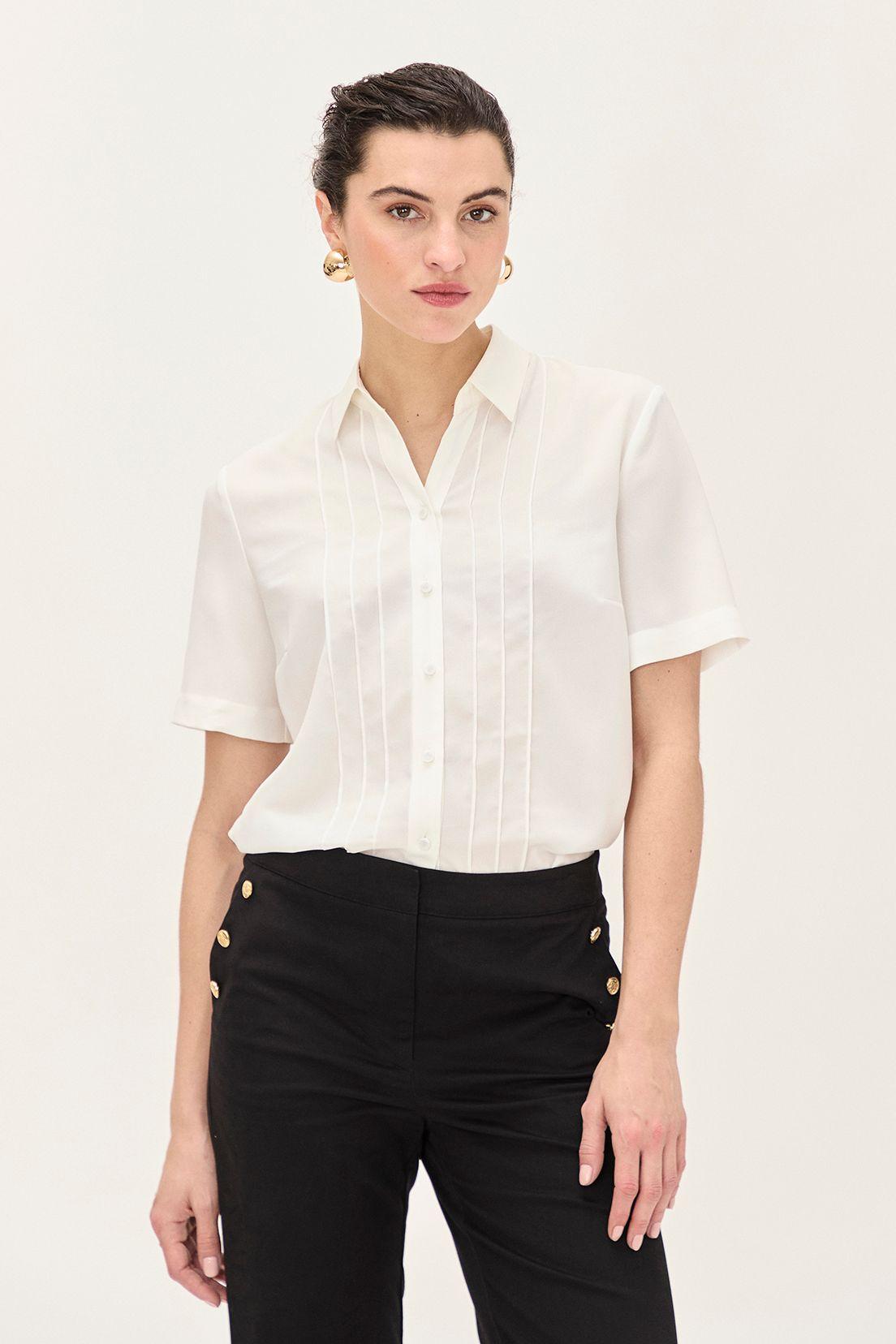Blusa Camisera Pliegues Crudo Ma Griffe 14002224064105-0