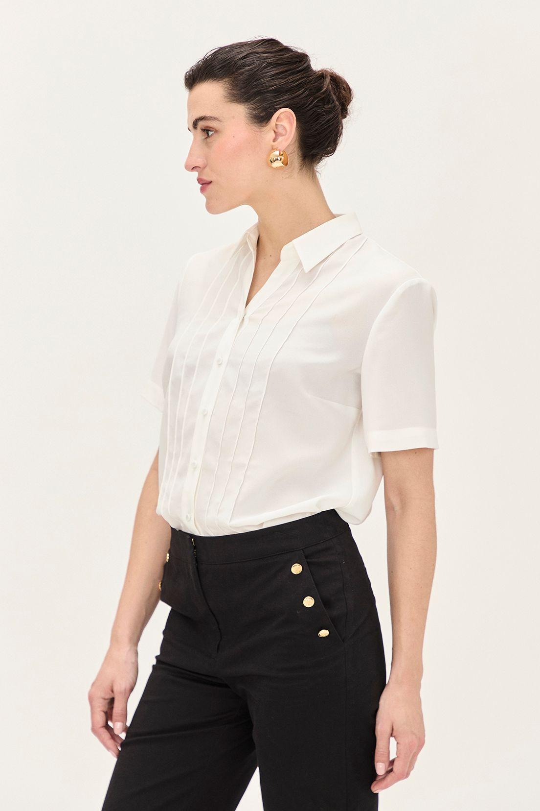 Blusa Camisera Pliegues Crudo Ma Griffe 14002224064105-1