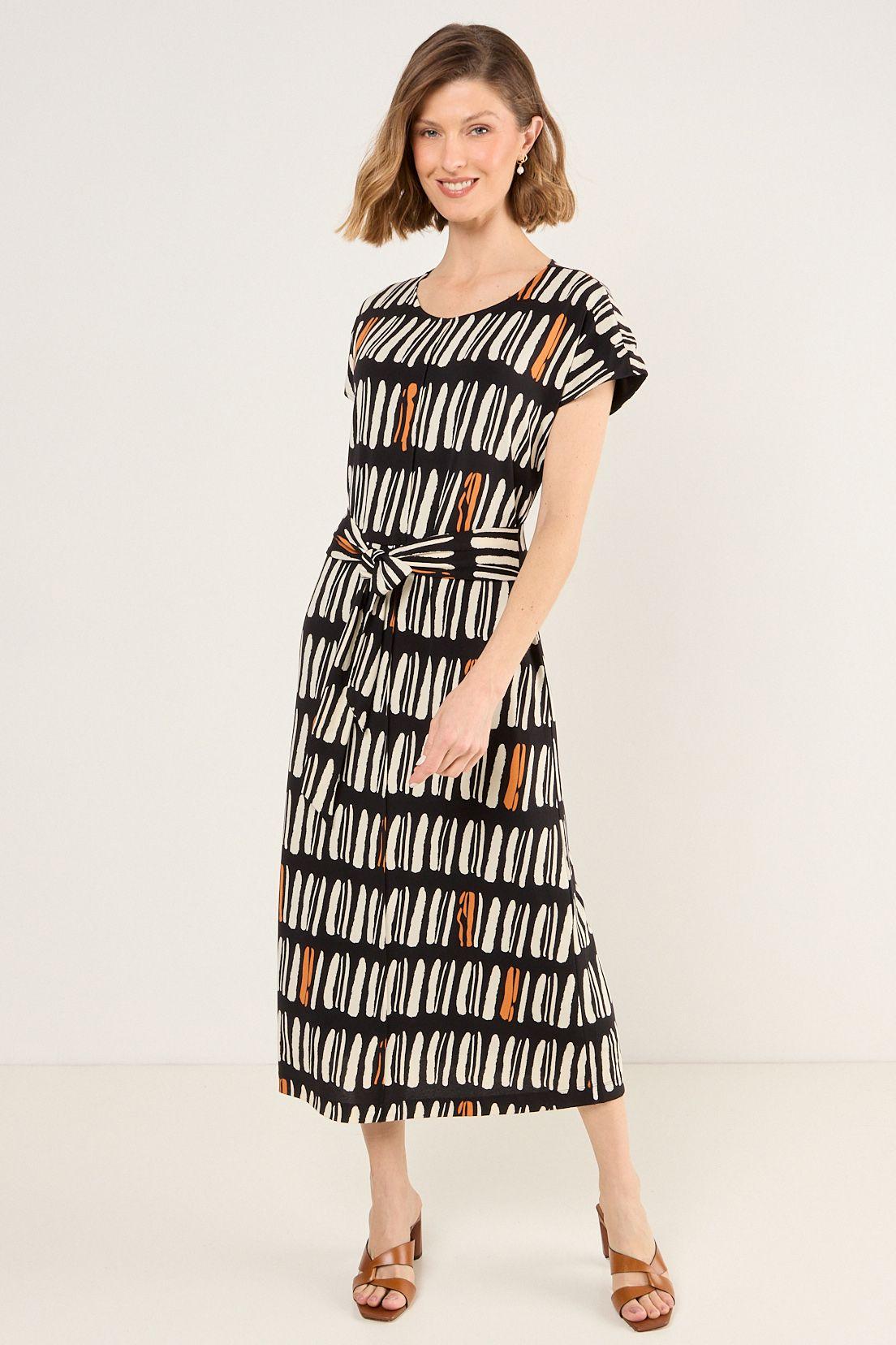 Vestido Estampado Con Lazo Negro Ma Griffe 13102225010102-0