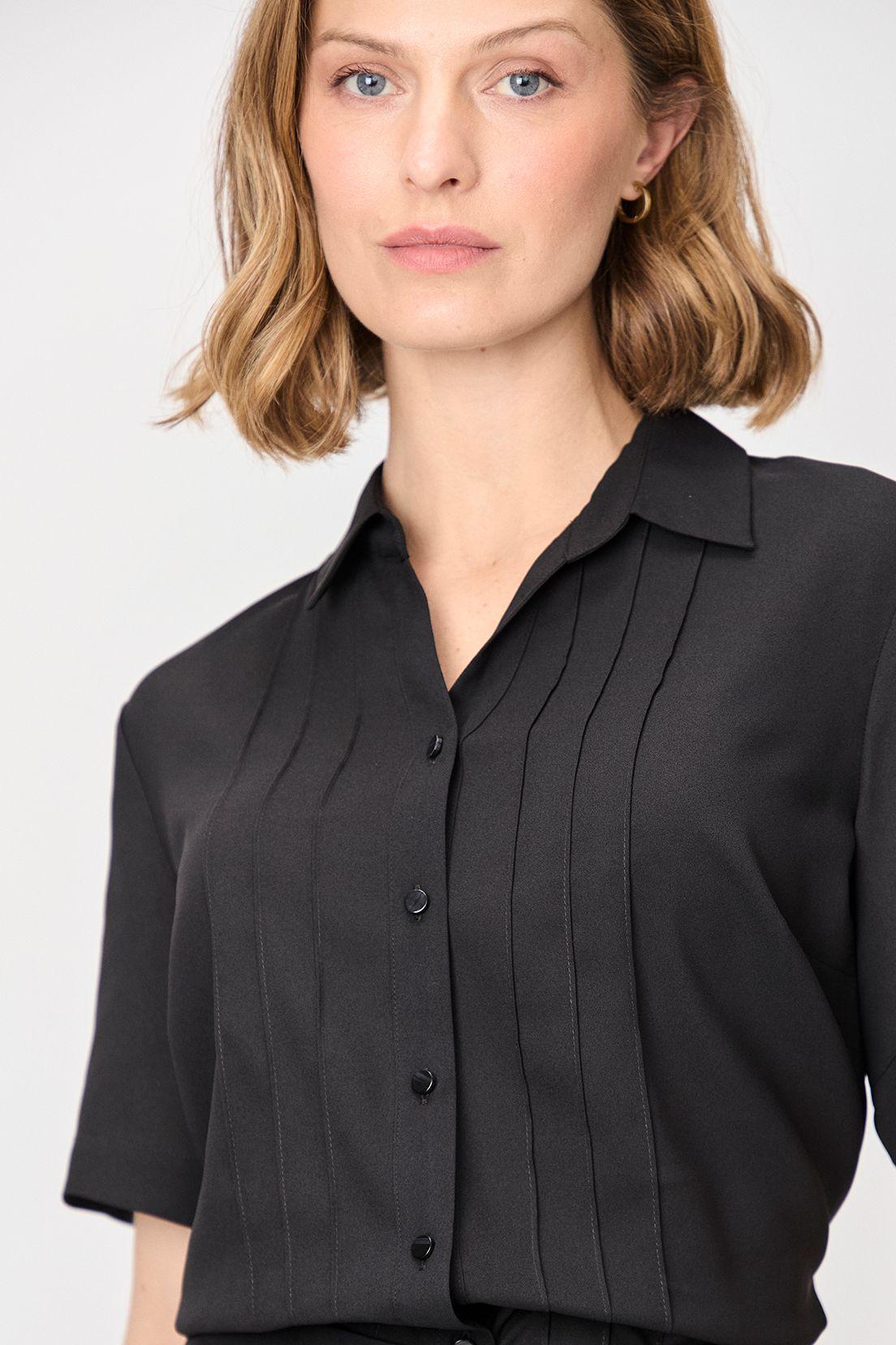 Blusa Camisera Pliegues Negro Ma Griffe 14002224064102-1