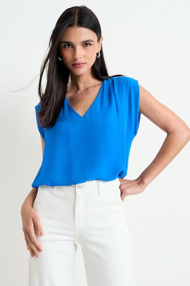 Blusa Lisa Sin Mangas Azul Ash 14007225013134-0