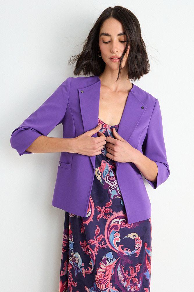 Blazer Liso Con Solapa Morado Ash 16007225070121-0
