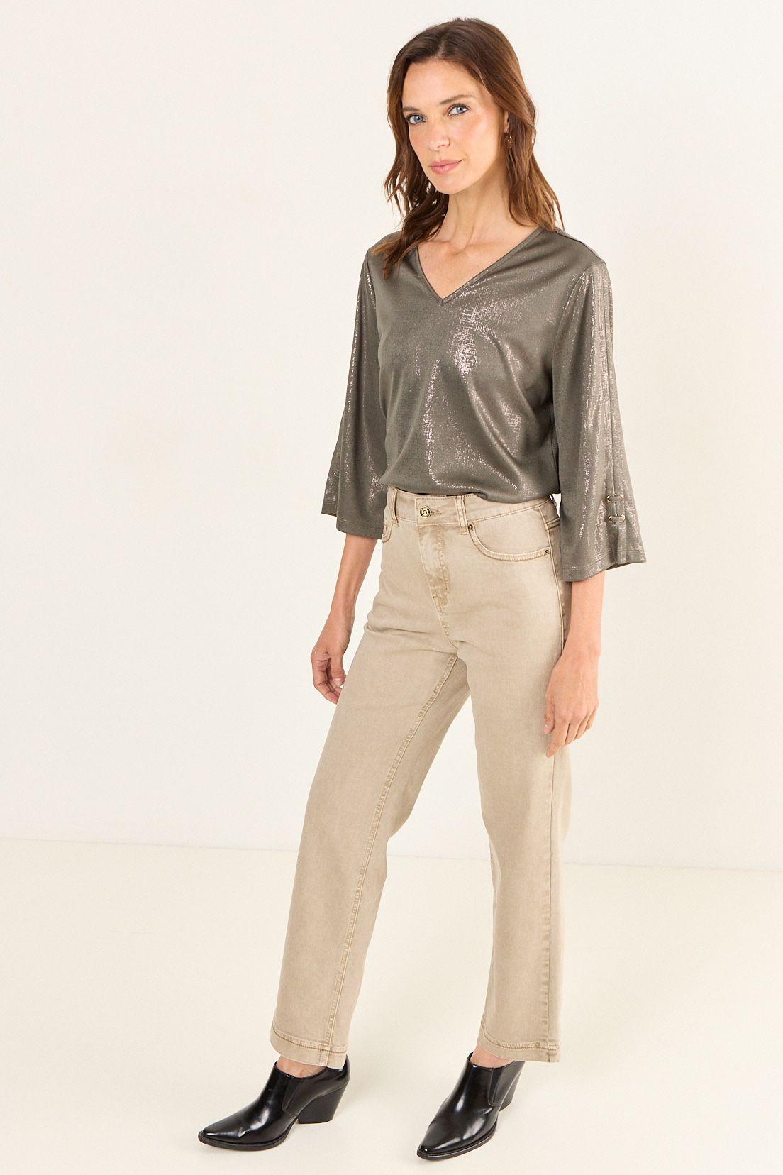 Polera Escote En V Gris Ma Griffe 14202126006126-4