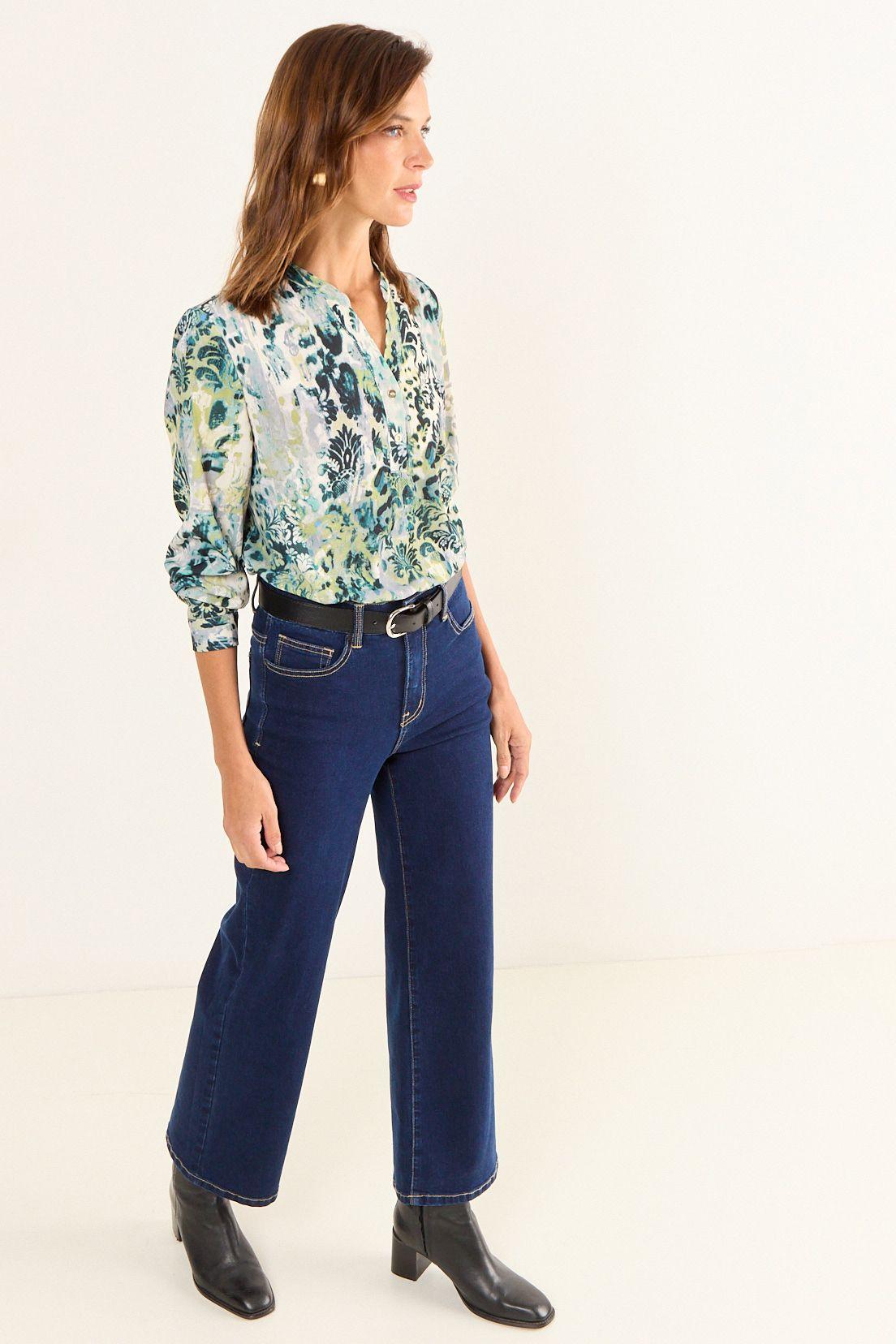 Blusa Cuello Mao Estampada Verde Oliva Ma Griffe 14102126057107-2