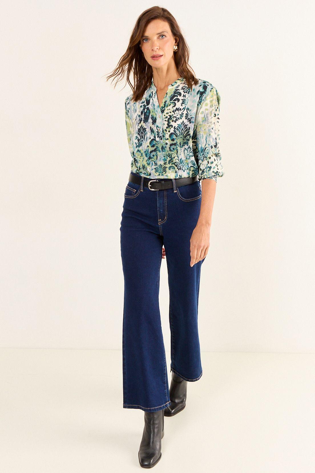 Blusa Cuello Mao Estampada Verde Oliva Ma Griffe 14102126057107-4