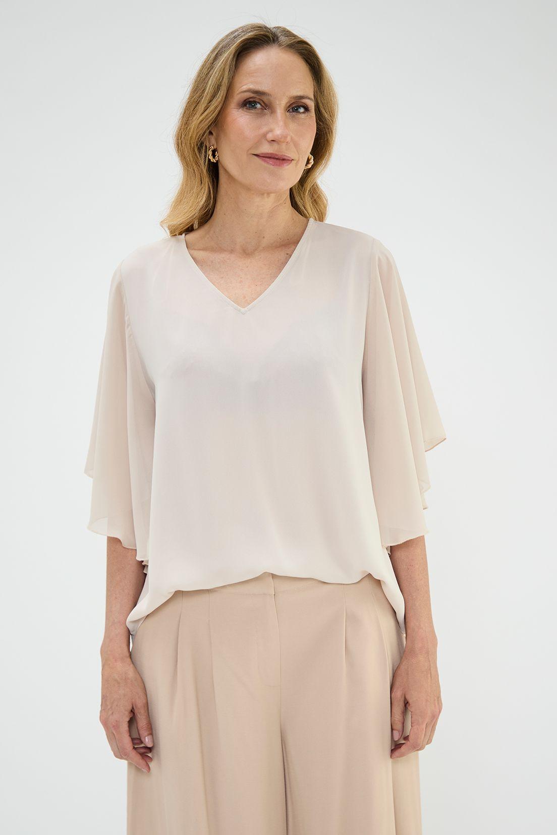 Blusa Tipo Capa Beige Ma Griffe 14002224067106-0
