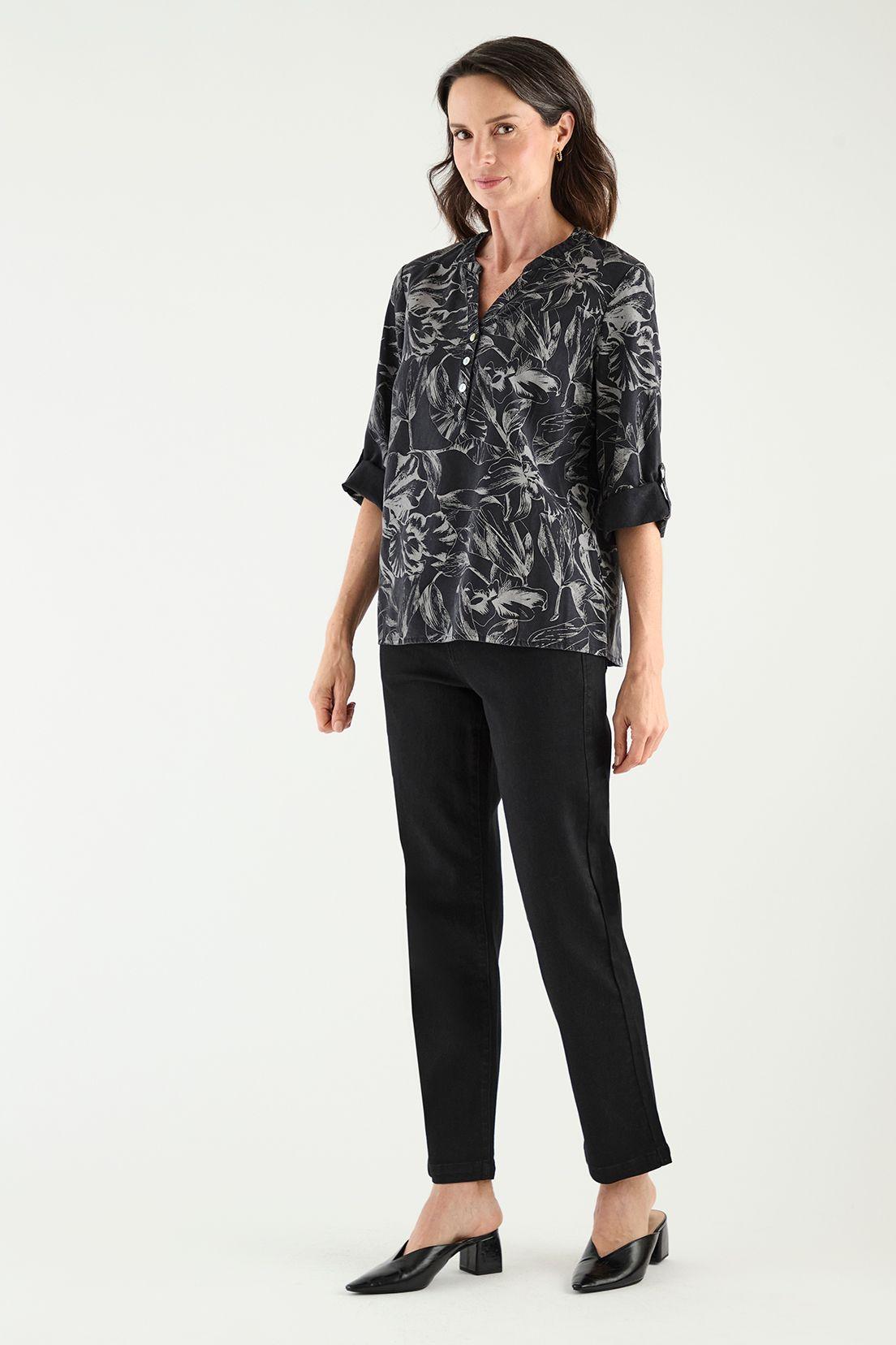 Blusa Lyocell Estampada Negro Ma Griffe 14102125051102-2