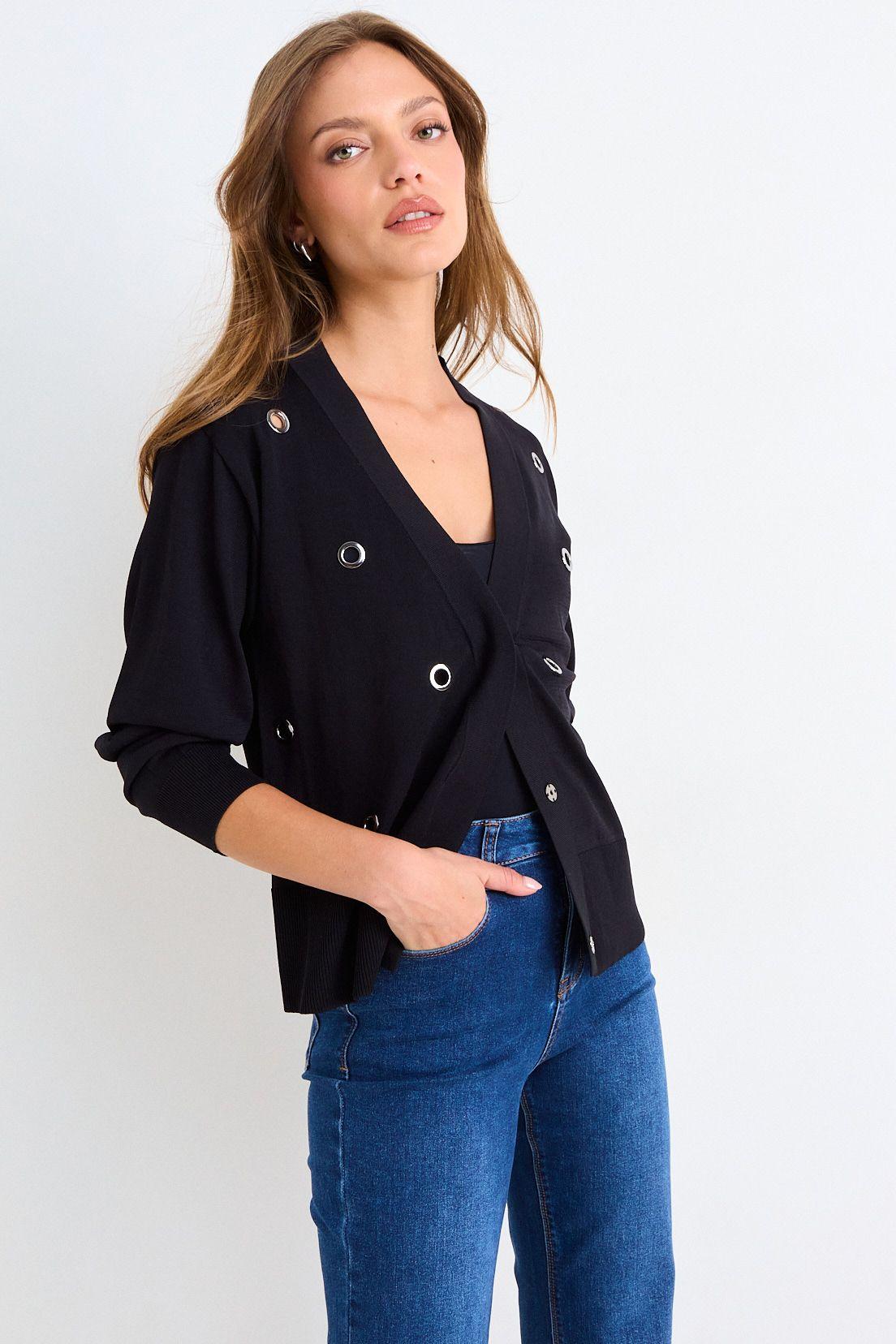 Cardigan Con Aplicaciones Metalicas Negro Ash 18007126050102-1