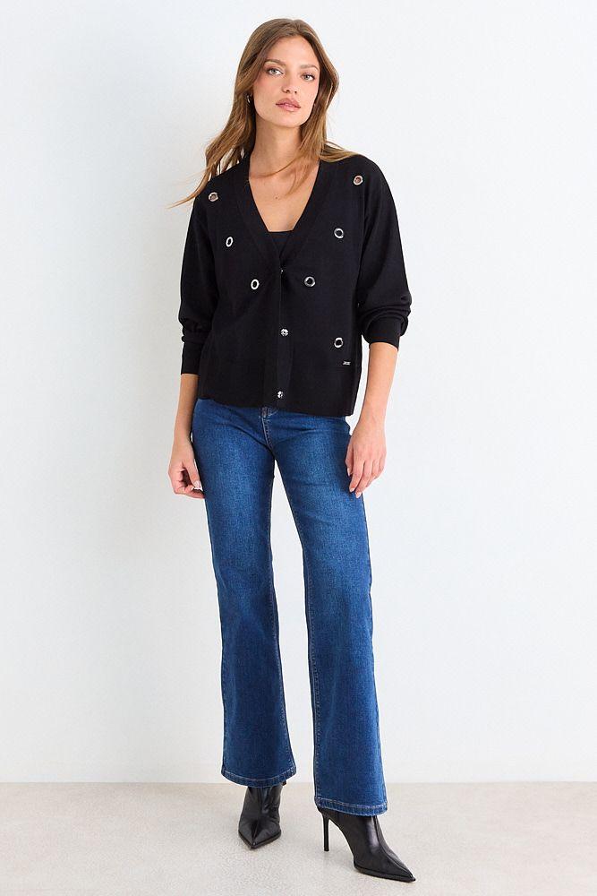 Cardigan Con Aplicaciones Metalicas Negro Ash 18007126050102-4