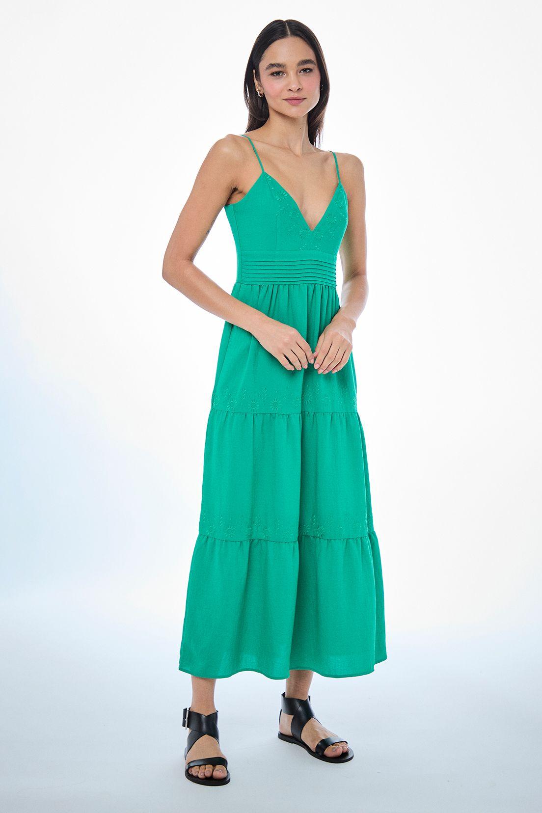 Vestido Liso Largo Verde Oliva iO 13420224002107-1