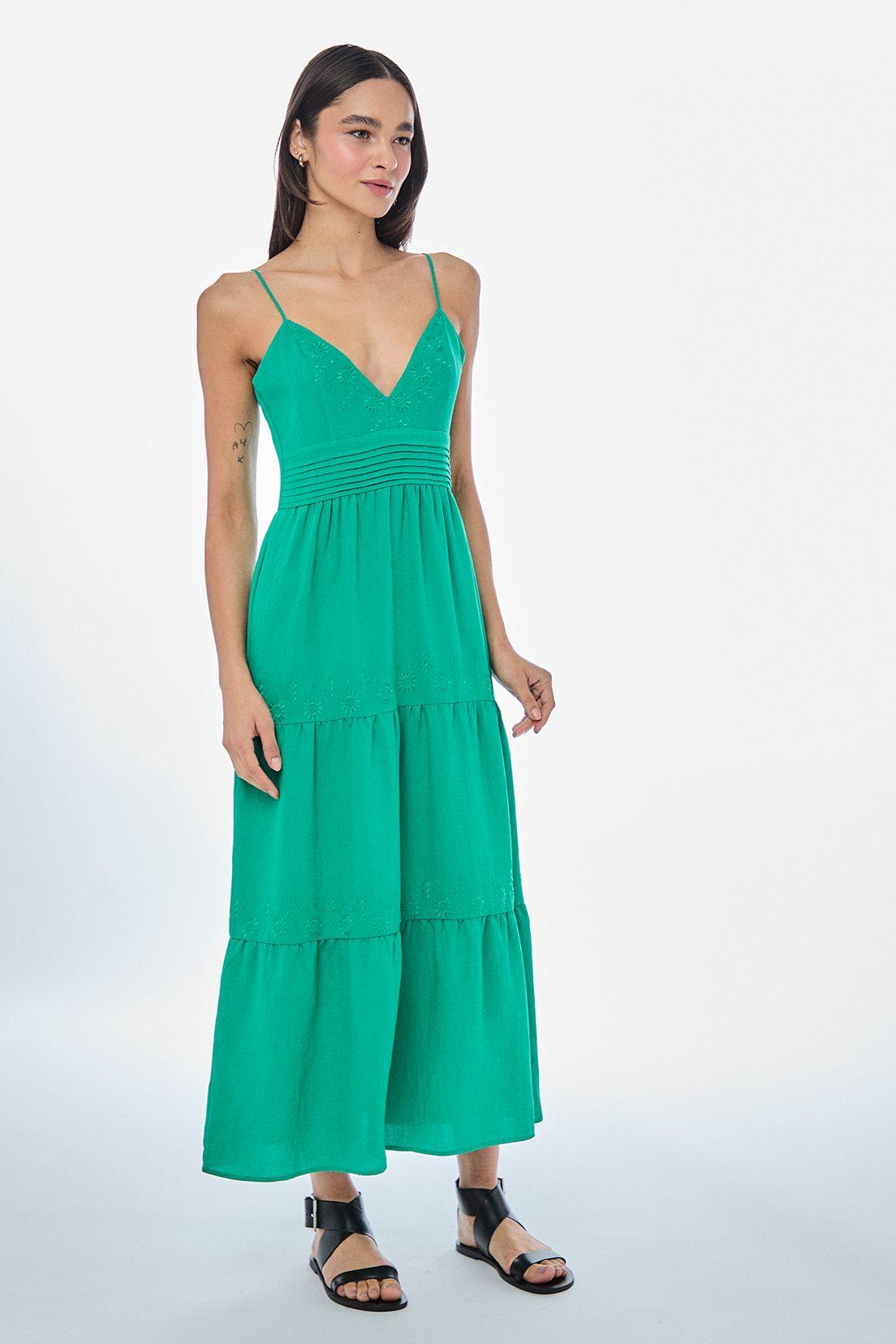 Vestido Liso Largo Verde Oliva iO 13420224002107-3