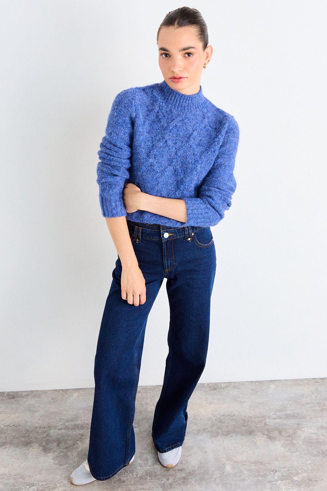 Sweater Moair Trenzado Azul iO 18720126010134-3
