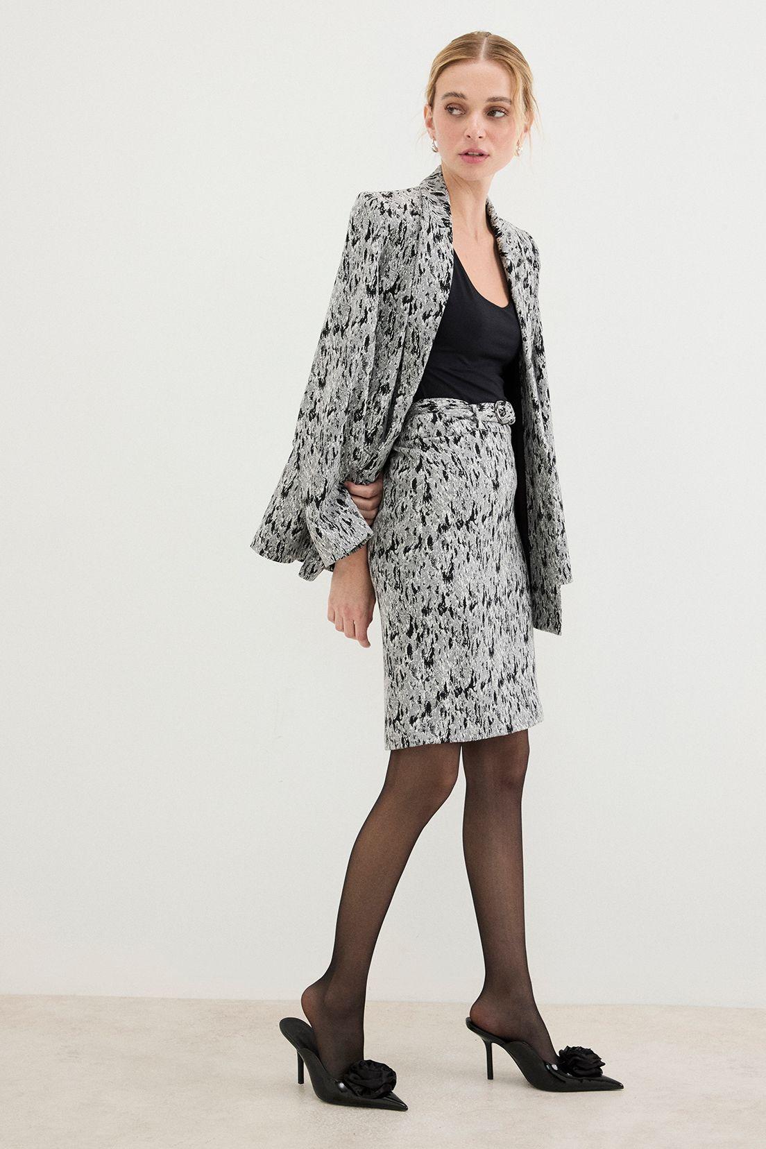 Falda Tejida Print Negro 12107125051102-3