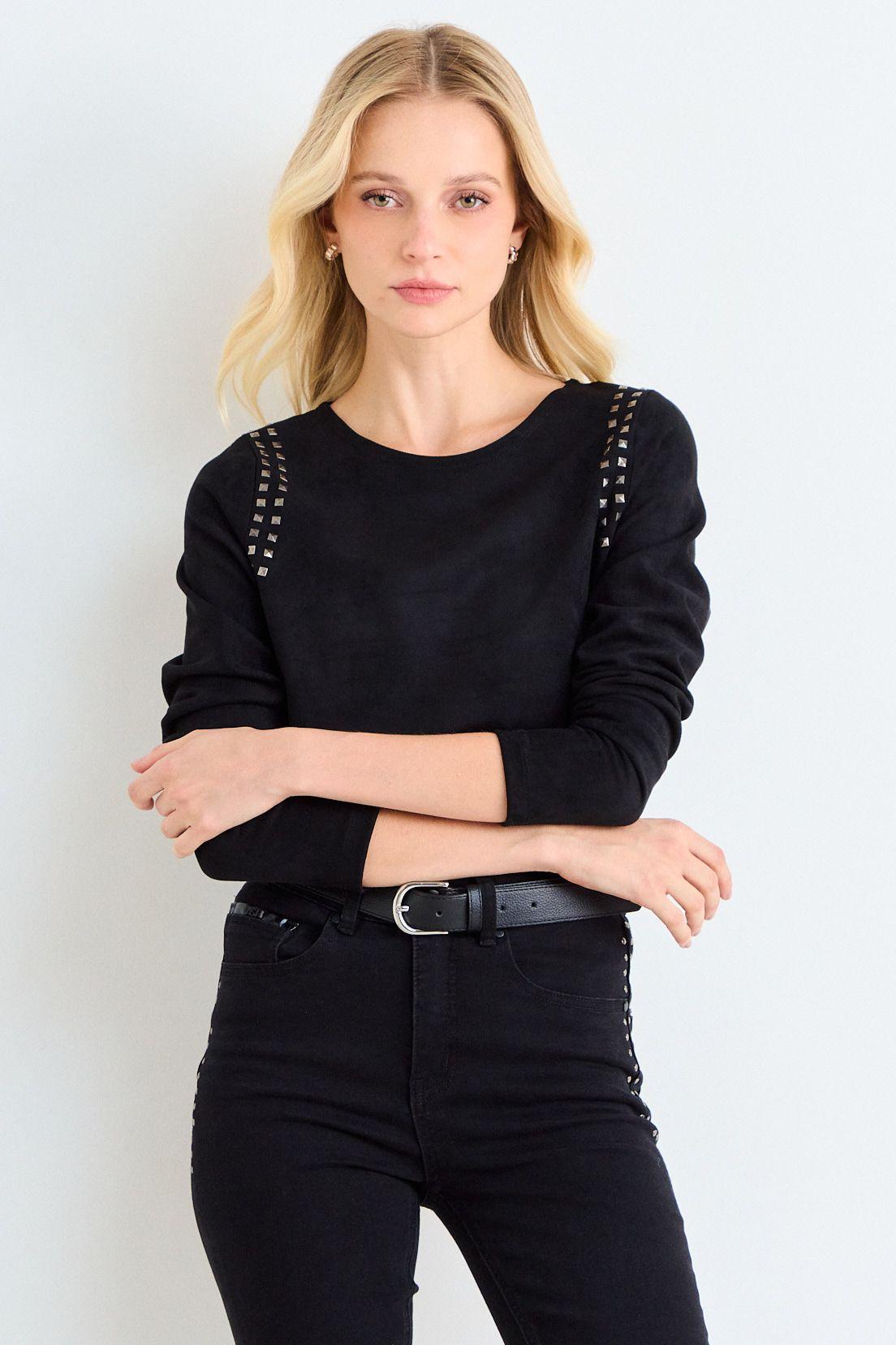 Polera Suede Manga Larga Negro Ash 14207126081102-0
