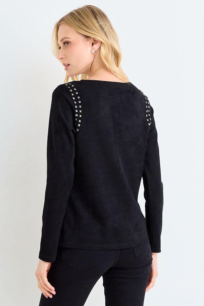 Polera Suede Manga Larga Negro Ash 14207126081102-2