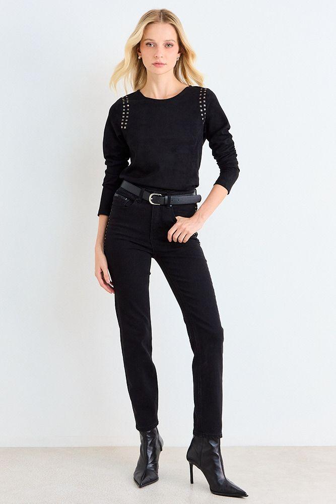 Polera Suede Manga Larga Negro Ash 14207126081102-3