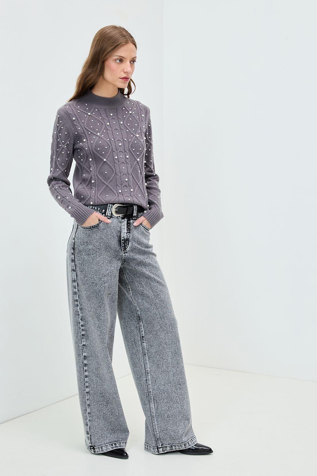 Sweater Liso Gris 18120125013163-2