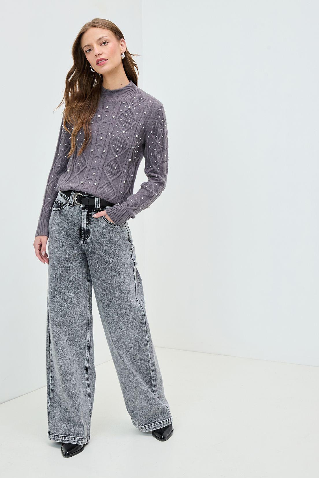 Sweater Liso Gris 18120125013163-4